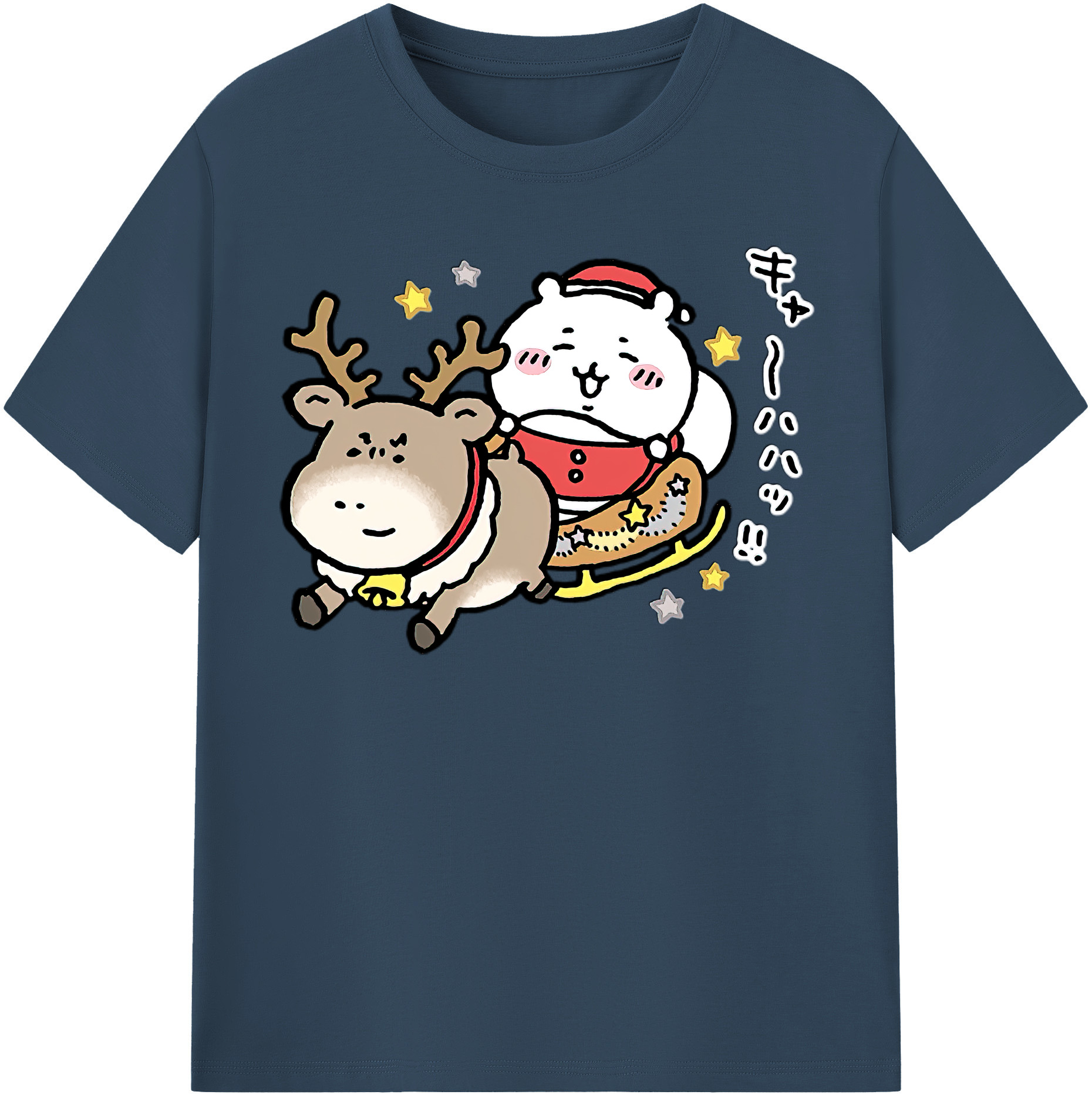 （画像用） ちいかわ ちいかわ Chii-kawa chiikawa レディースカジュアルプリントTシャツ（綿100％）