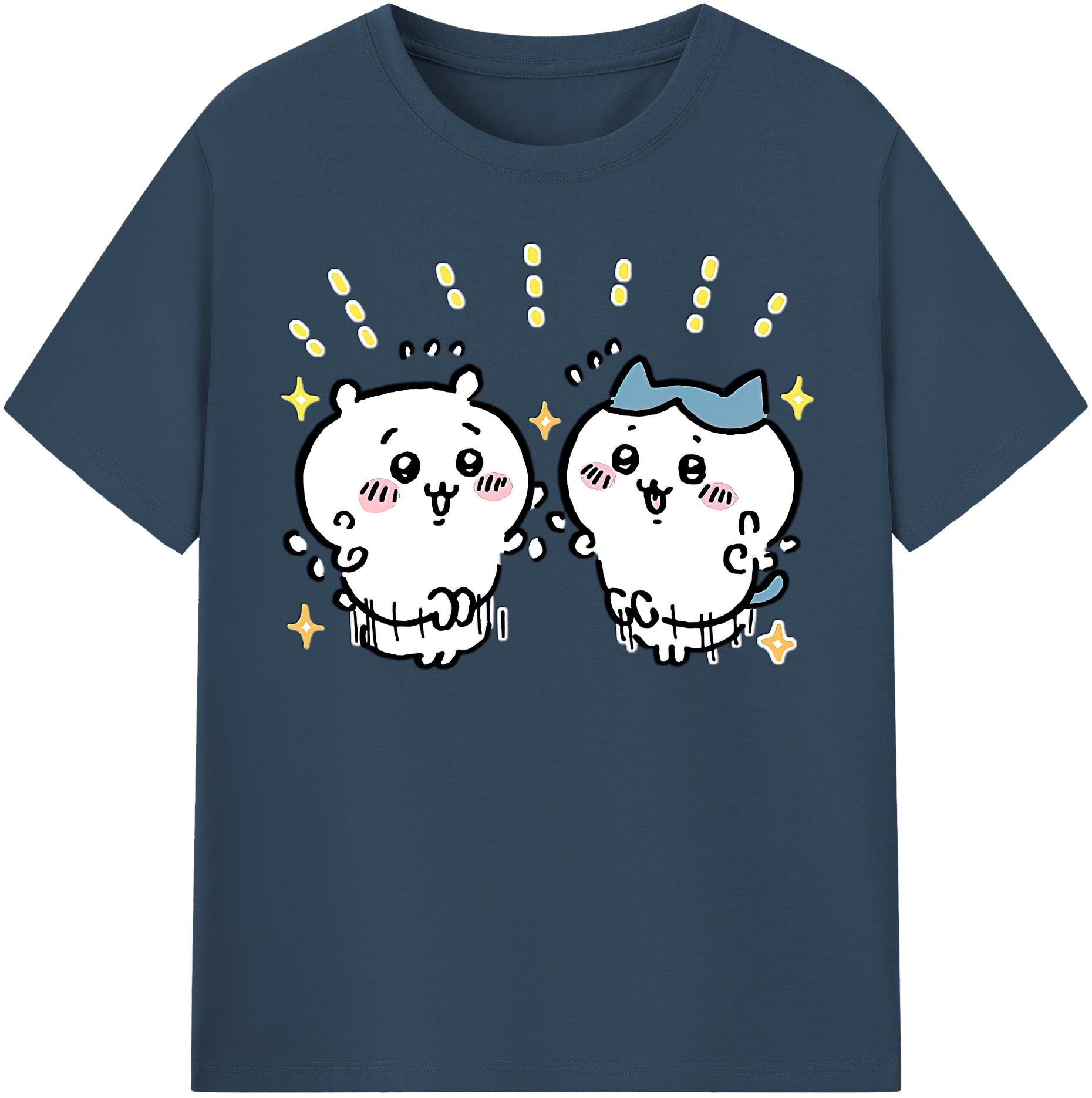 （画像用） ちいかわ ハチワレ Chii-kawa hachiware レディースカジュアルプリントTシャツ（綿100％）