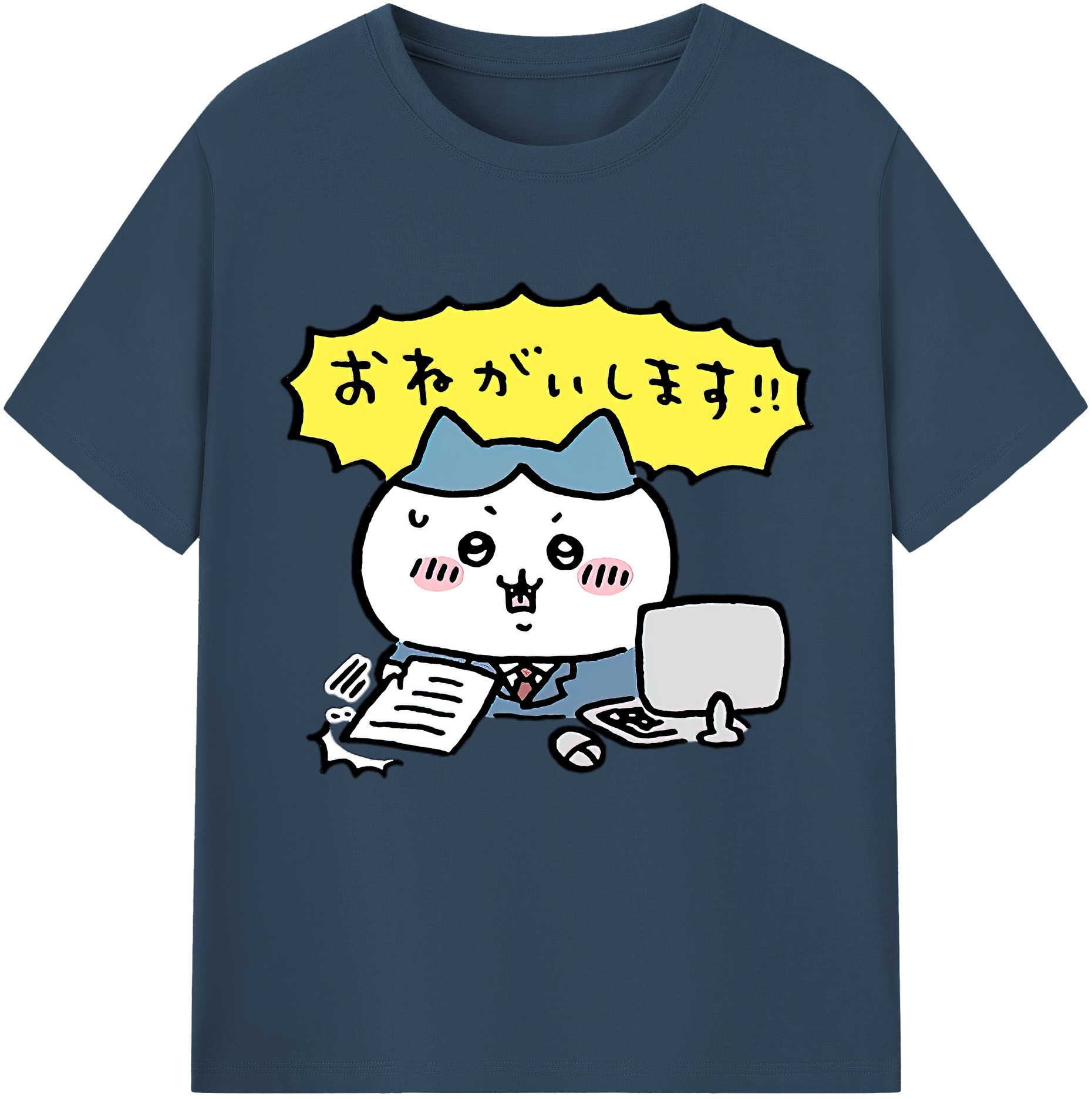 （画像用） ちいかわ ハチワレ Chii-kawa hachiware レディースカジュアルプリントTシャツ（綿100％）