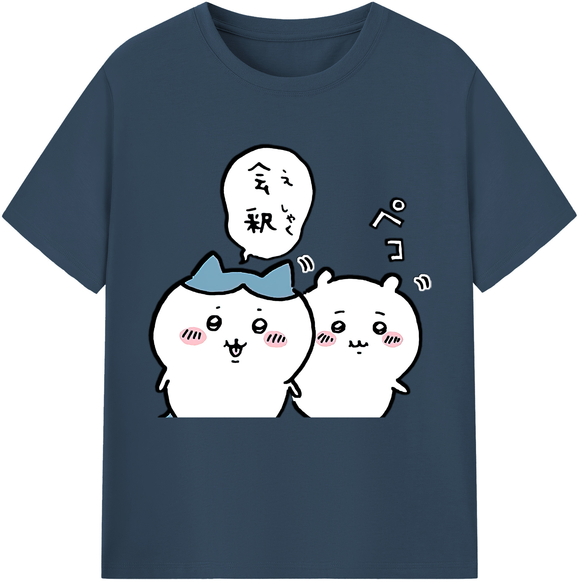 （画像用） ちいかわ ハチワレ Chii-kawa hachiware レディースカジュアルプリントTシャツ（綿100％）