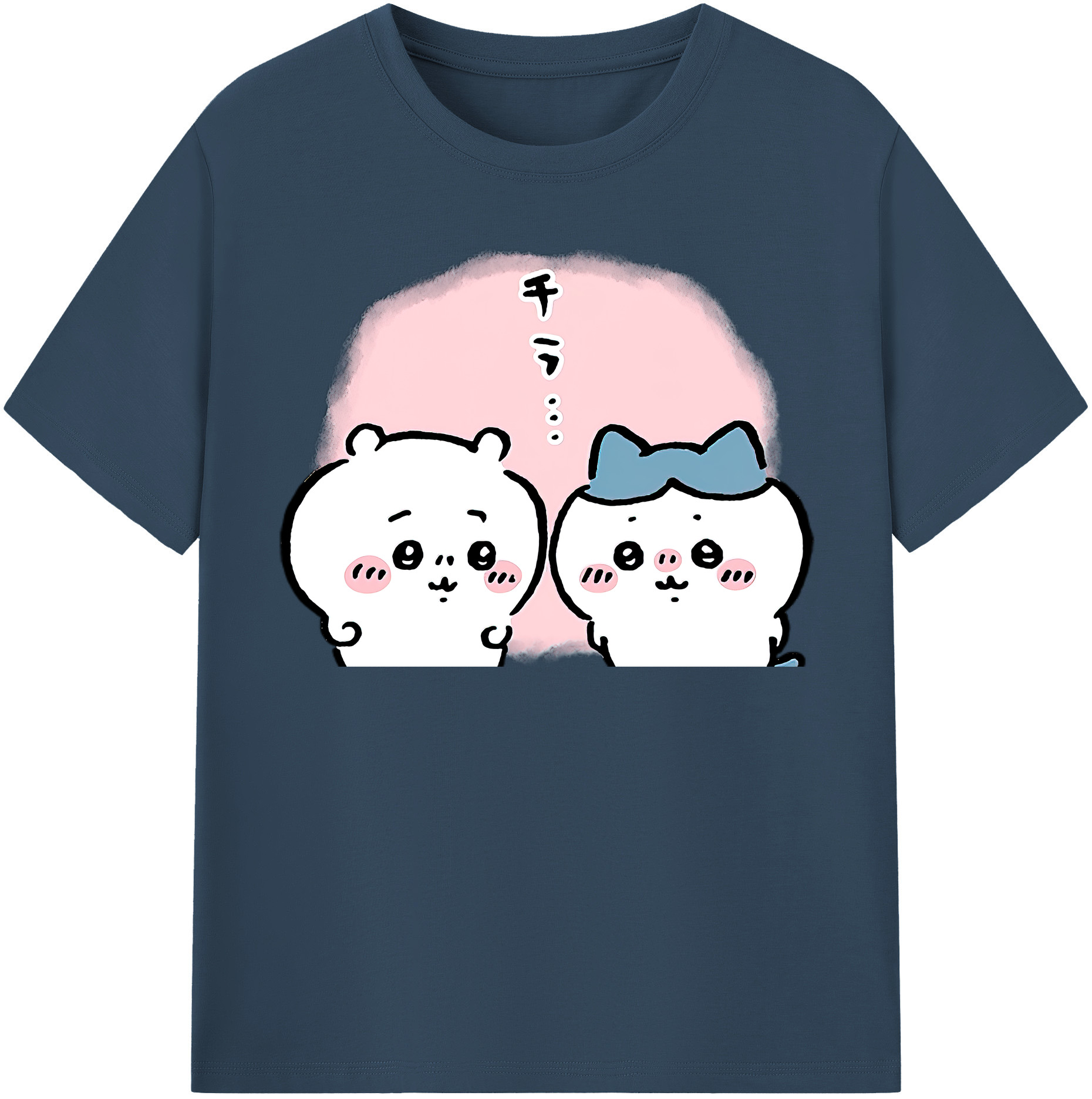 （画像用） ちいかわ ハチワレ Chii-kawa hachiware レディースカジュアルプリントTシャツ（綿100％）
