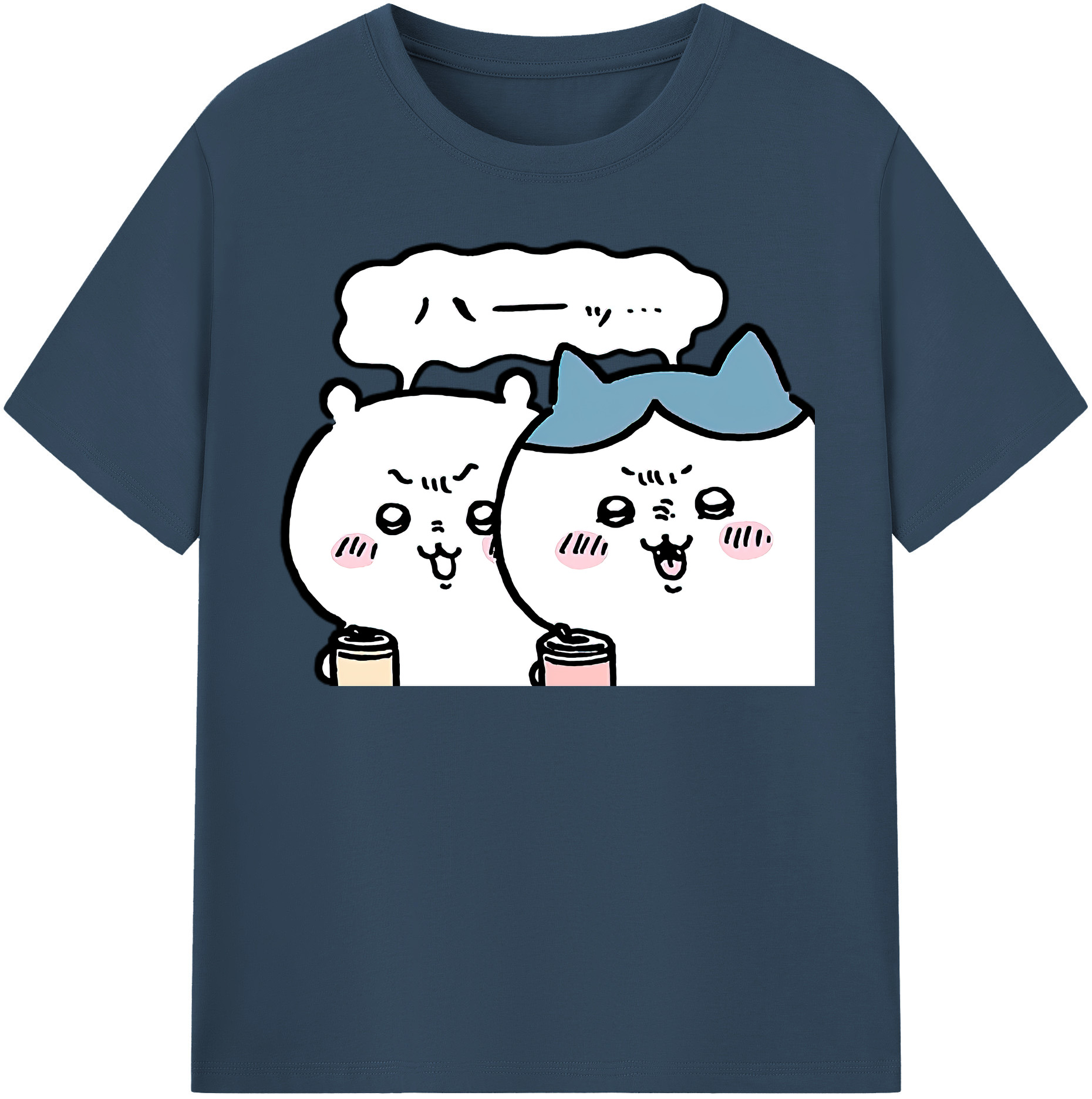 （画像用） ちいかわ ハチワレ Chii-kawa hachiware レディースカジュアルプリントTシャツ（綿100％）