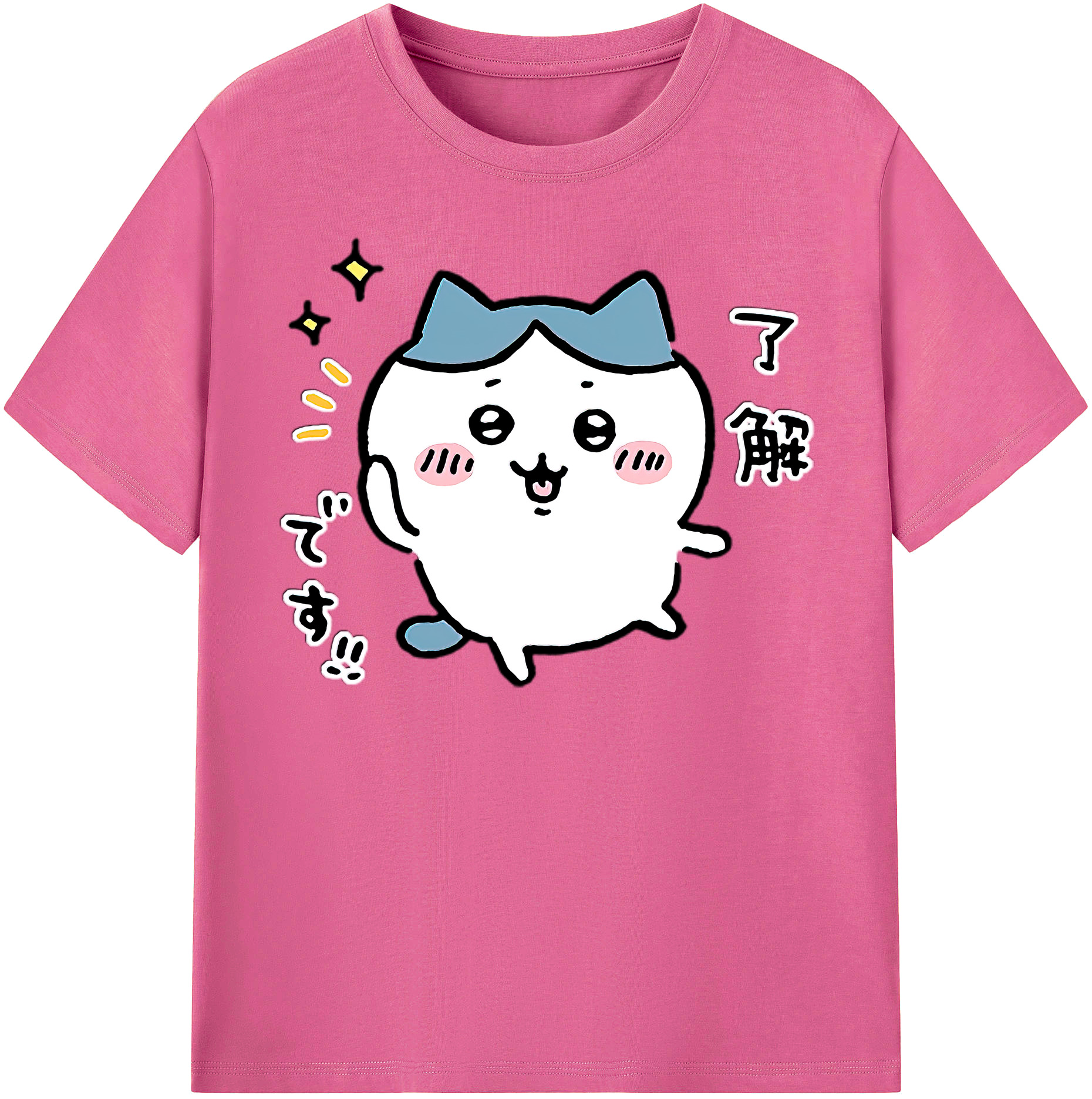 （画像用） ちいかわ ハチワレ Chii-kawa hachiware レディースカジュアルプリントTシャツ（綿100％）