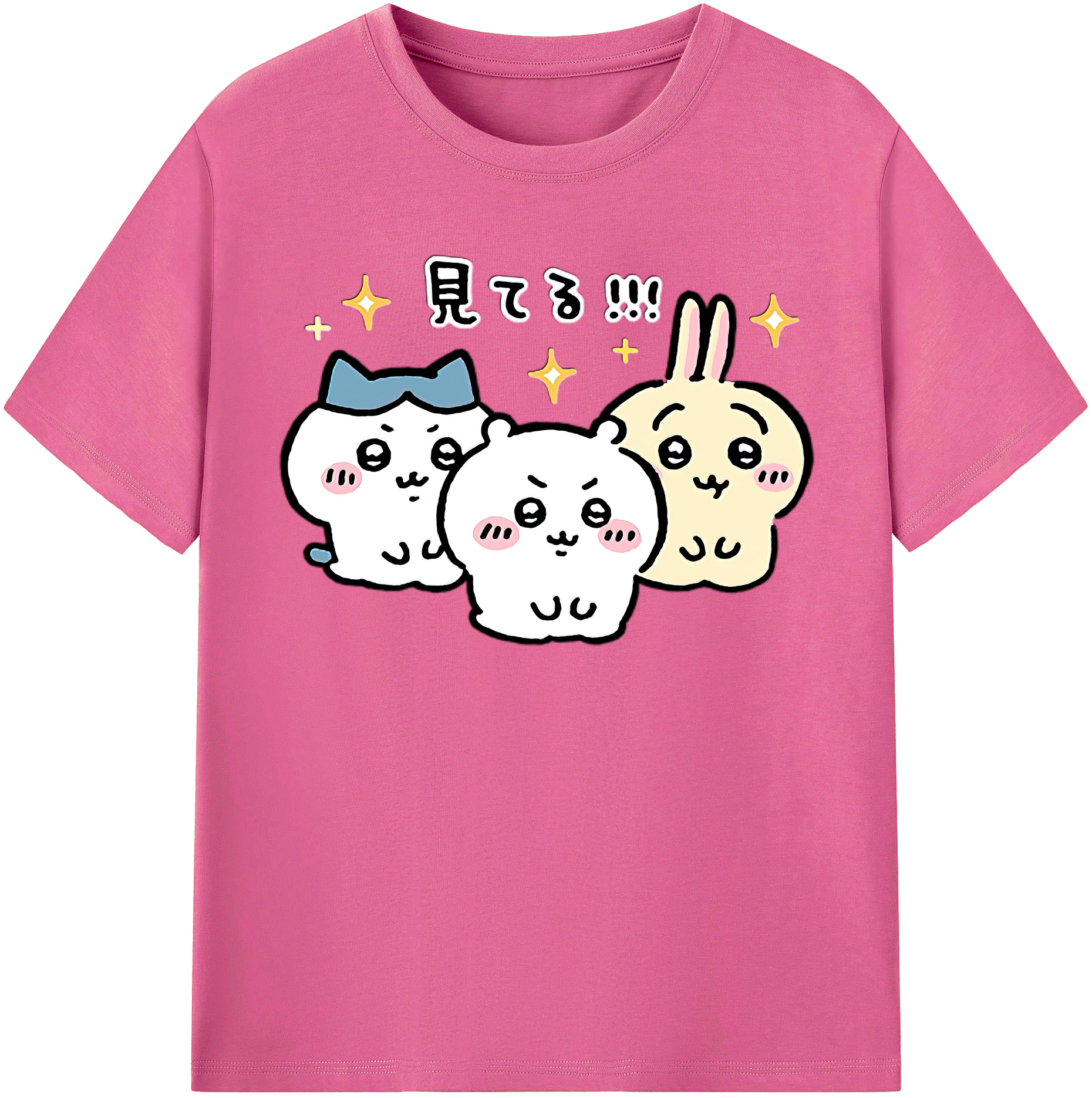 （画像用） ちいかわ ハチワレ Chii-kawa hachiware レディースカジュアルプリントTシャツ（綿100％）