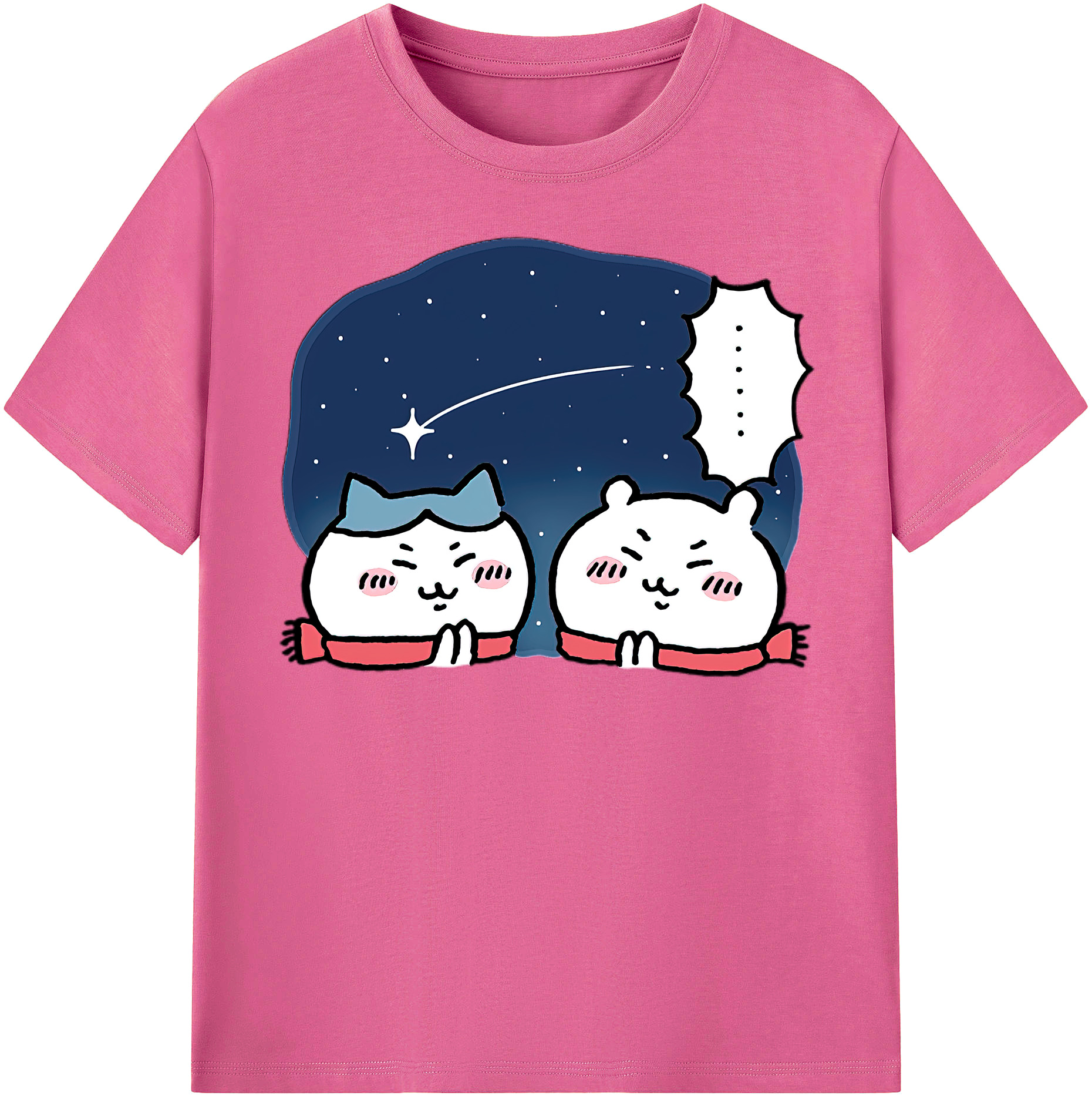 （画像用） ちいかわ ハチワレ Chii-kawa hachiware レディースカジュアルプリントTシャツ（綿100％）
