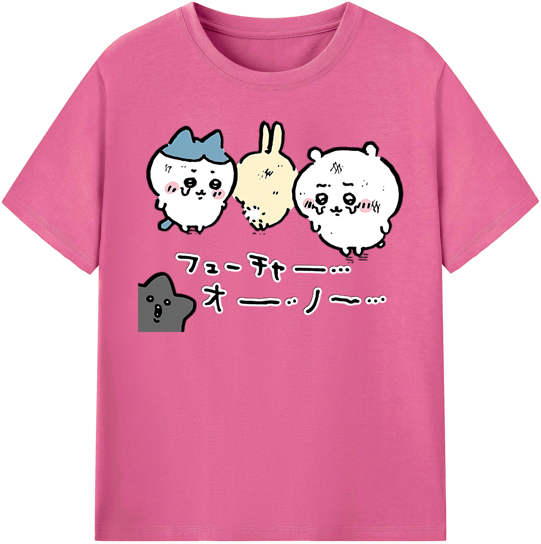 （画像用） ちいかわ ハチワレ Chii-kawa hachiware レディースカジュアルプリントTシャツ（綿100％）