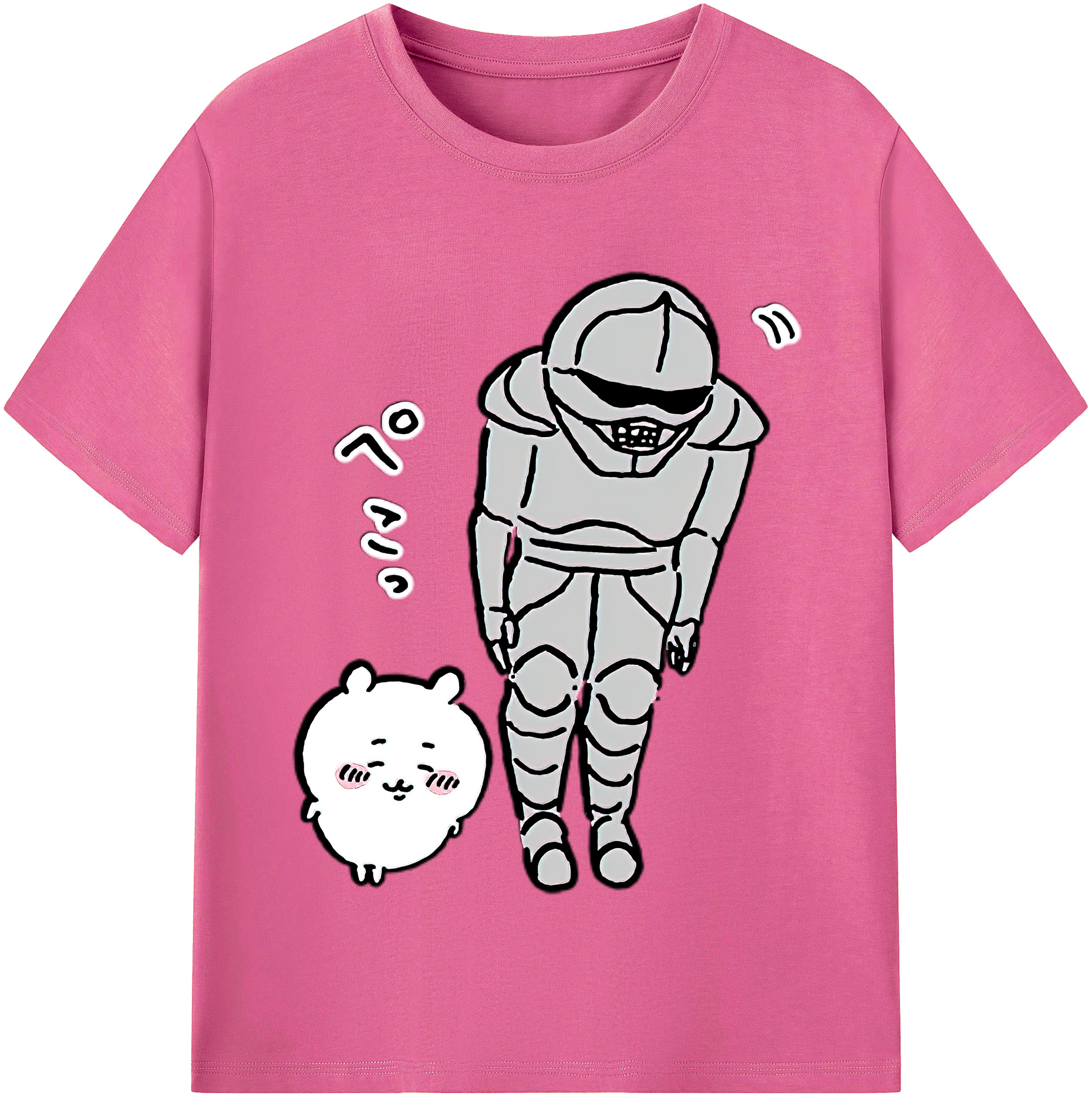 （画像用） ちいかわ 労働の鎧さん Chii-kawa Mr. Armor of Labor レディースカジュアルプリントTシャツ（綿100％）