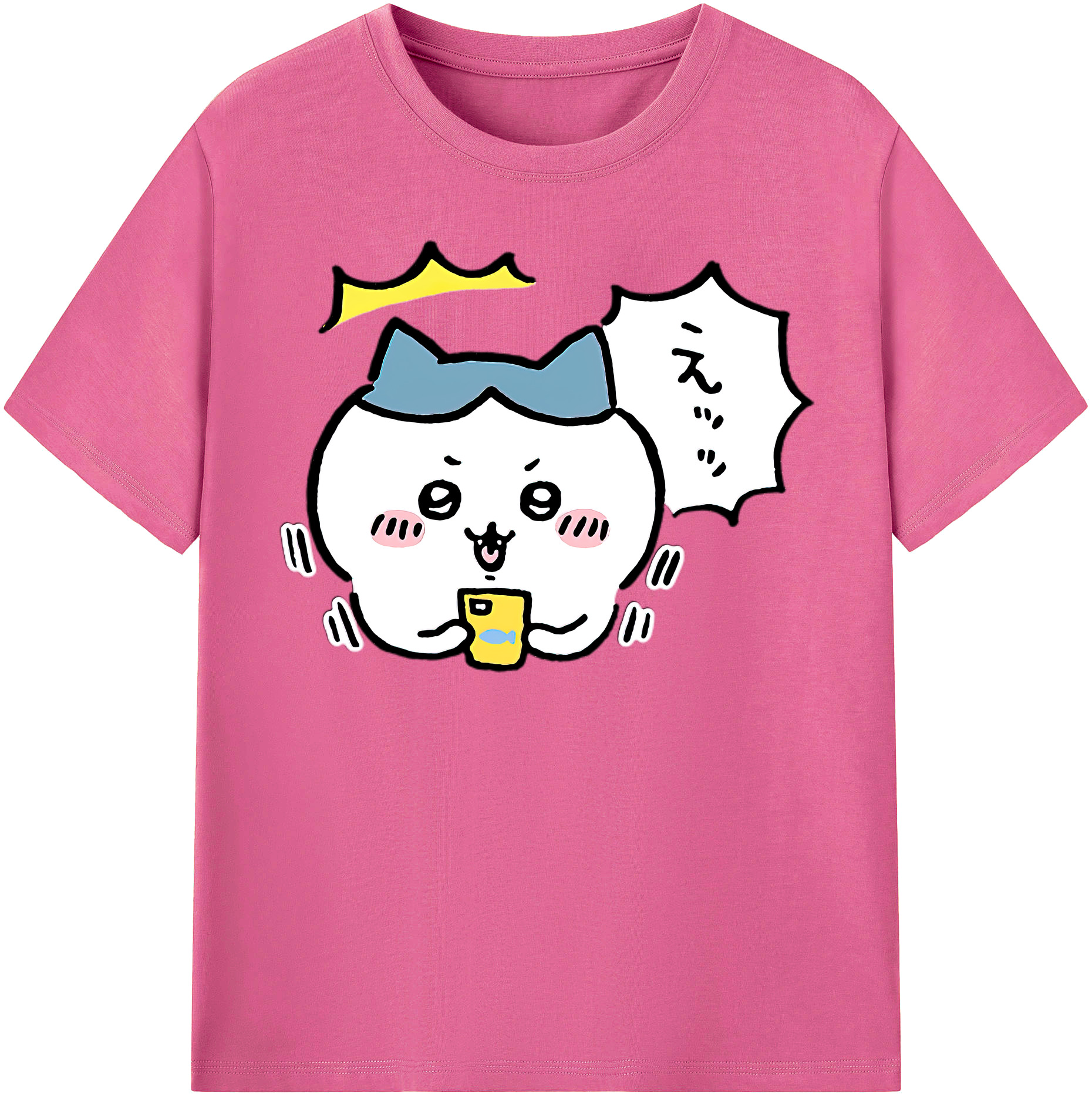 （画像用） ちいかわ ハチワレ Chii-kawa hachiware レディースカジュアルプリントTシャツ（綿100％）