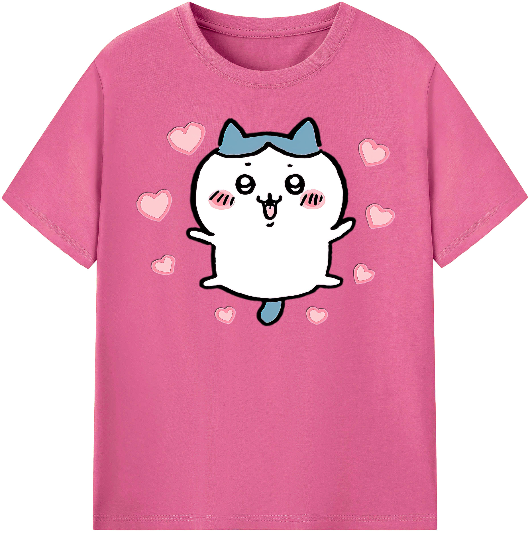 （画像用） ちいかわ ハチワレ Chii-kawa hachiware レディースカジュアルプリントTシャツ（綿100％）