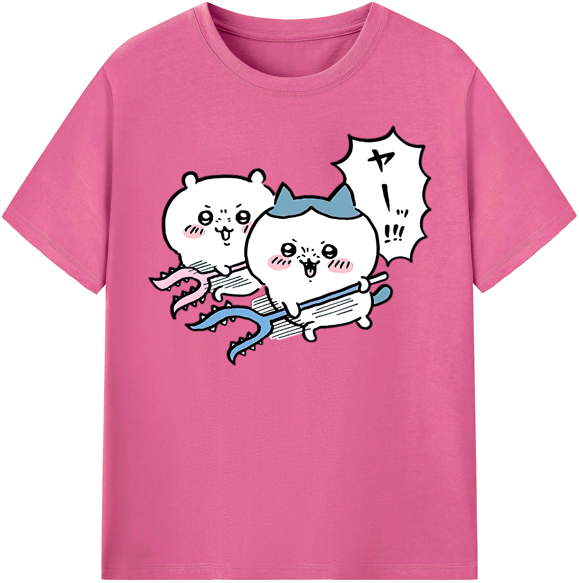 （画像用） ちいかわ ハチワレ Chii-kawa hachiware レディースカジュアルプリントTシャツ（綿100％）