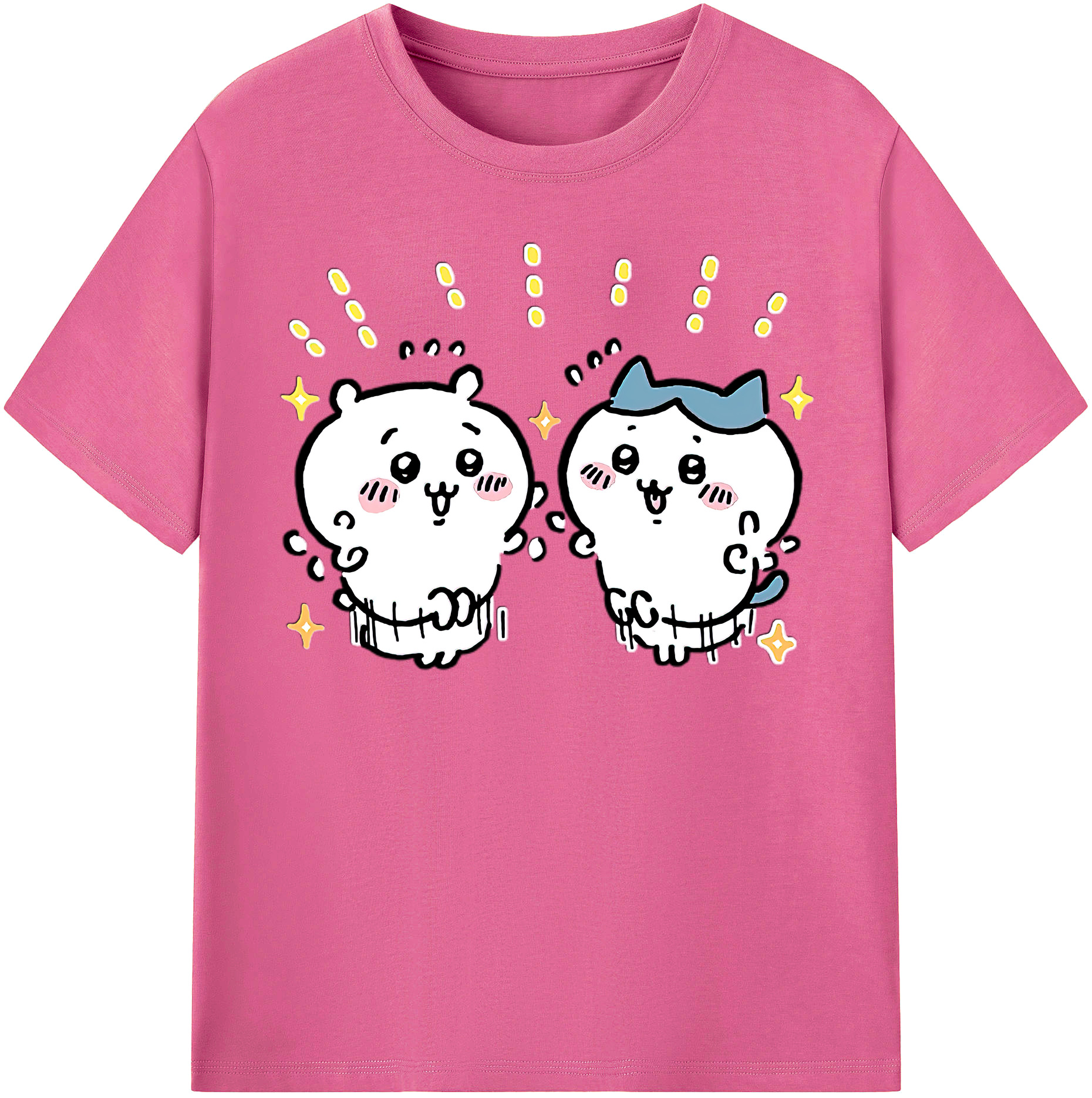 （画像用） ちいかわ ハチワレ Chii-kawa hachiware レディースカジュアルプリントTシャツ（綿100％）