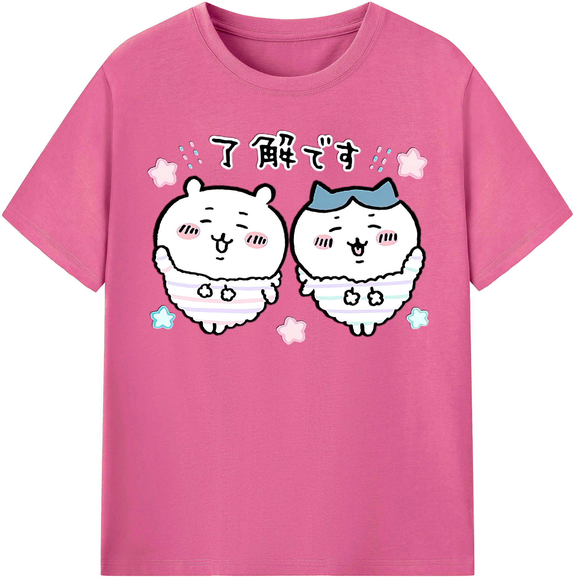 （画像用） ちいかわ ハチワレ Chii-kawa hachiware レディースカジュアルプリントTシャツ（綿100％）