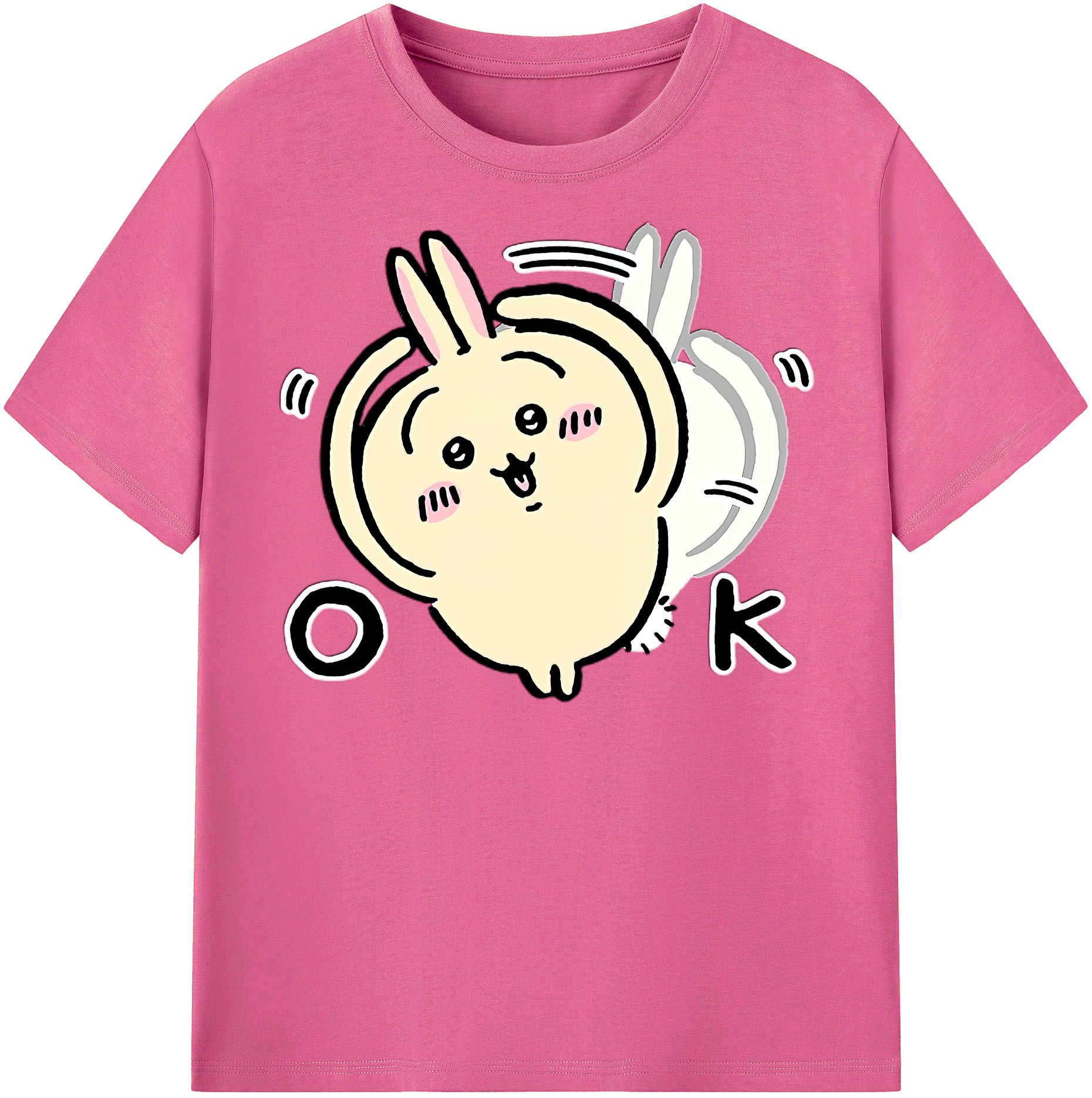 （画像用） ちいかわ うさぎ Chii-kawa usagi レディースカジュアルプリントTシャツ（綿100％）