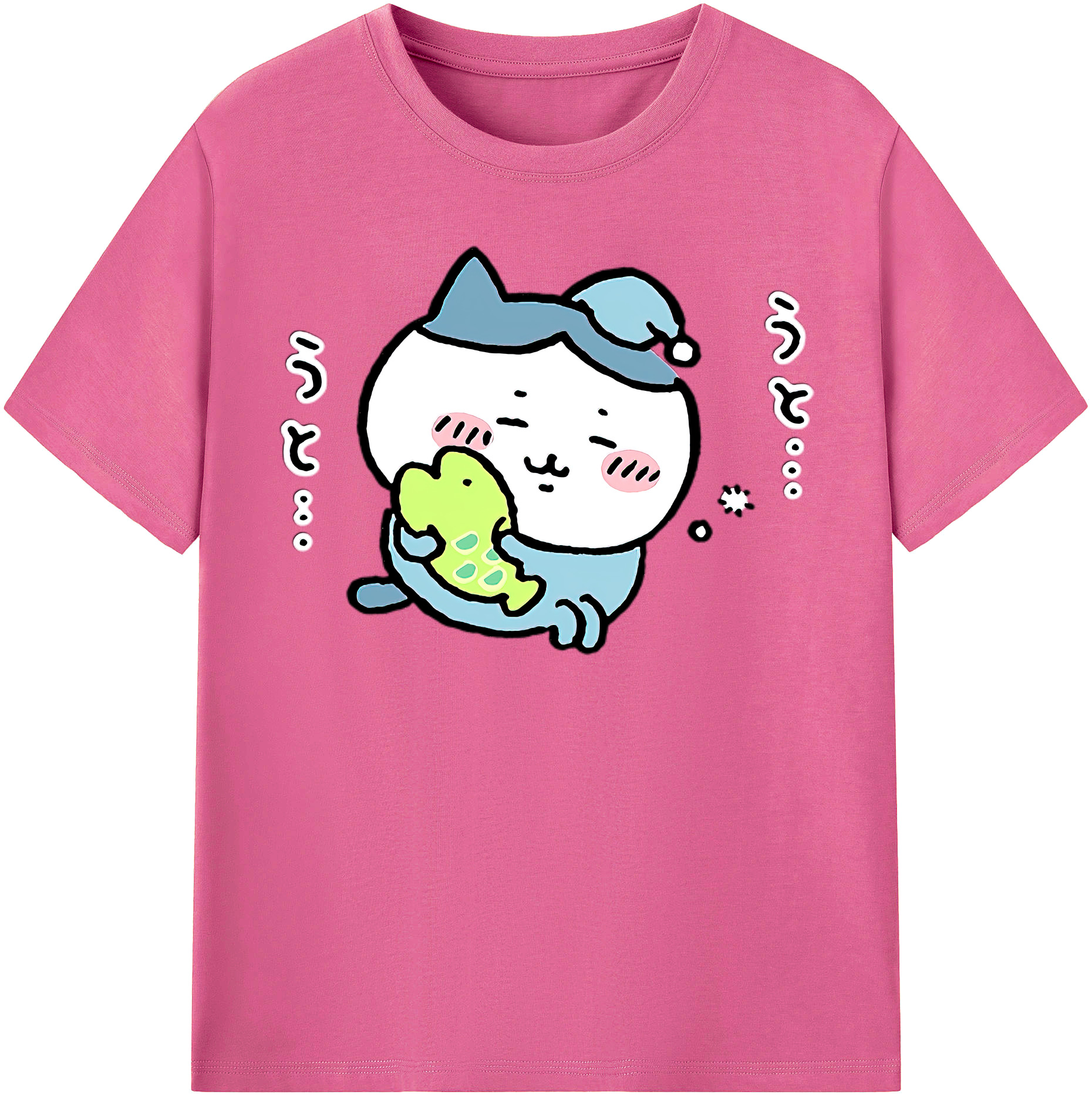 （画像用） ちいかわ ハチワレ Chii-kawa hachiware レディースカジュアルプリントTシャツ（綿100％）