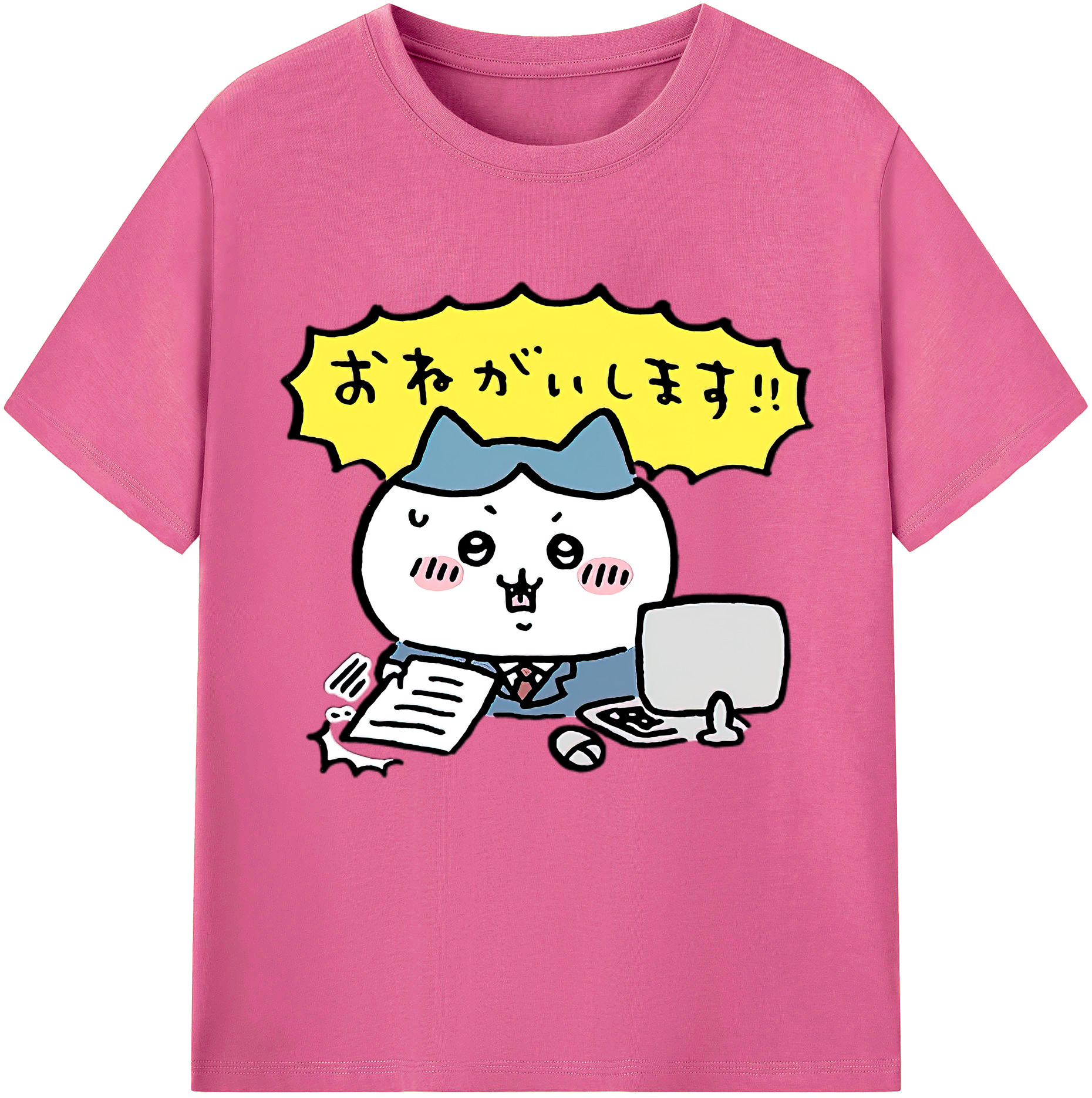 （画像用） ちいかわ ハチワレ Chii-kawa hachiware レディースカジュアルプリントTシャツ（綿100％）