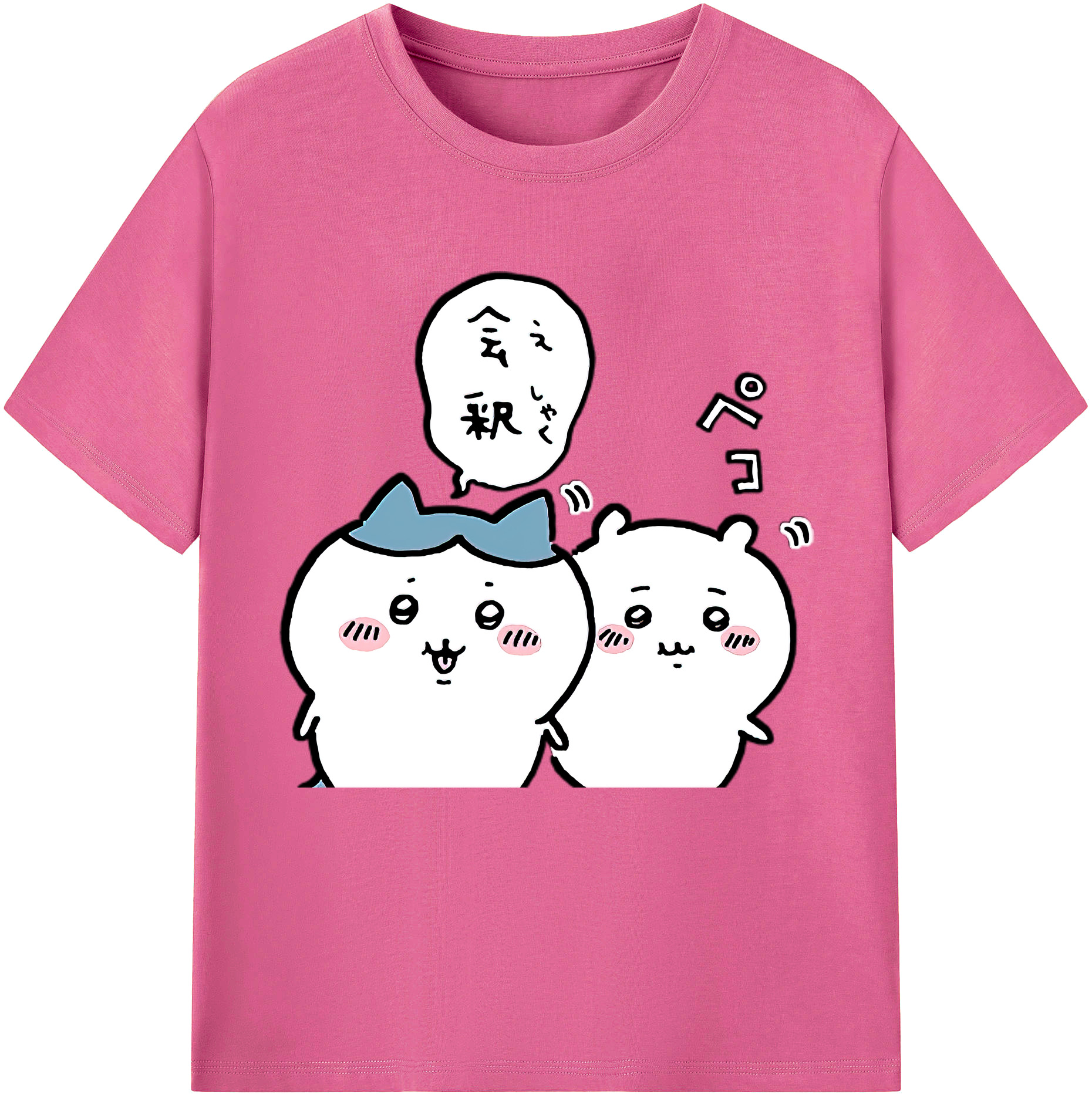 （画像用） ちいかわ ハチワレ Chii-kawa hachiware レディースカジュアルプリントTシャツ（綿100％）