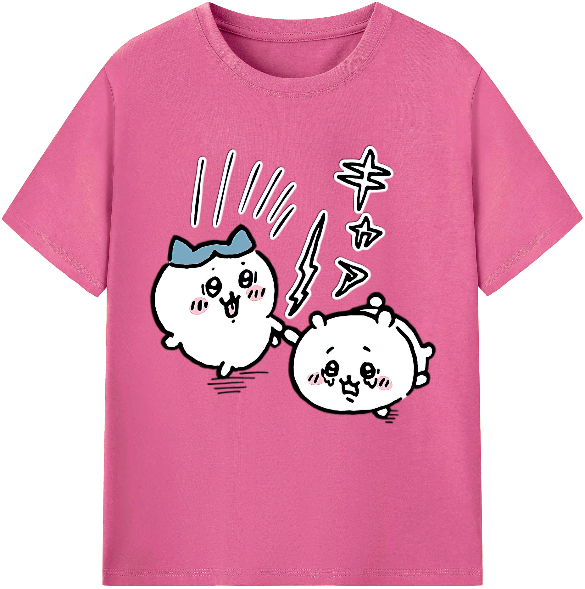 （画像用） ちいかわ ハチワレ Chii-kawa hachiware レディースカジュアルプリントTシャツ（綿100％）