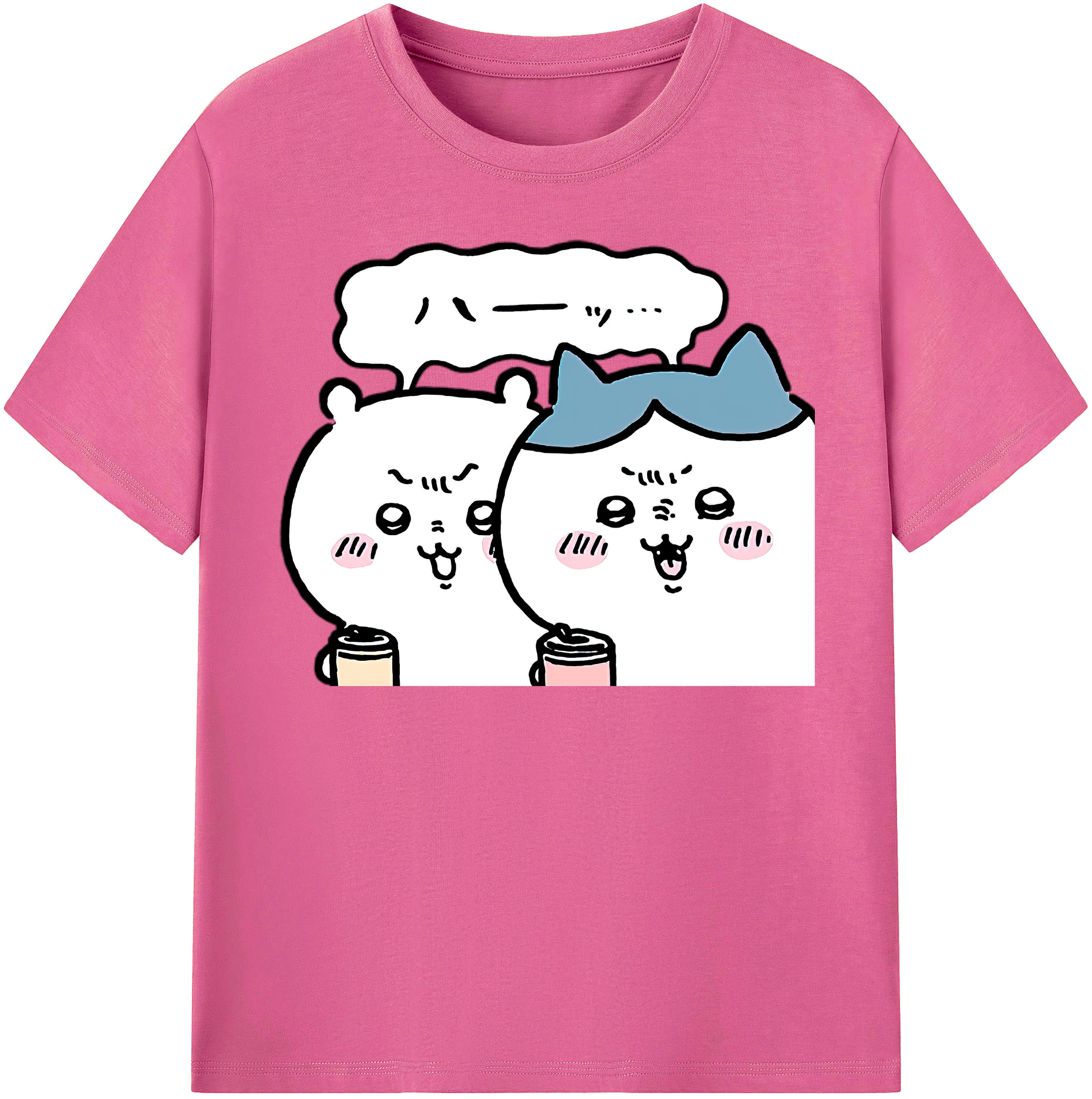 （画像用） ちいかわ ハチワレ Chii-kawa hachiware レディースカジュアルプリントTシャツ（綿100％）