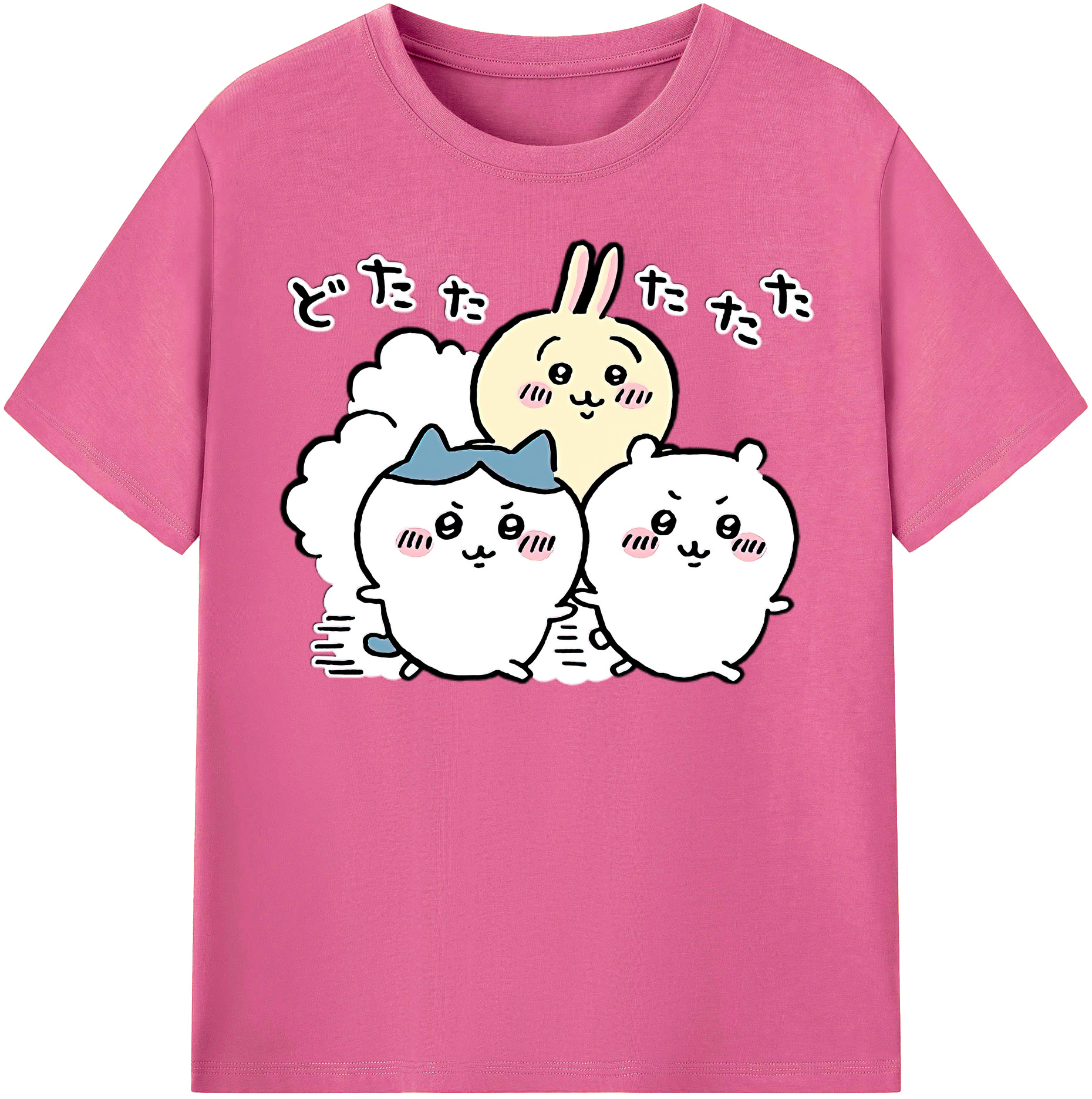 （画像用） ちいかわ ハチワレ Chii-kawa hachiware レディースカジュアルプリントTシャツ（綿100％）