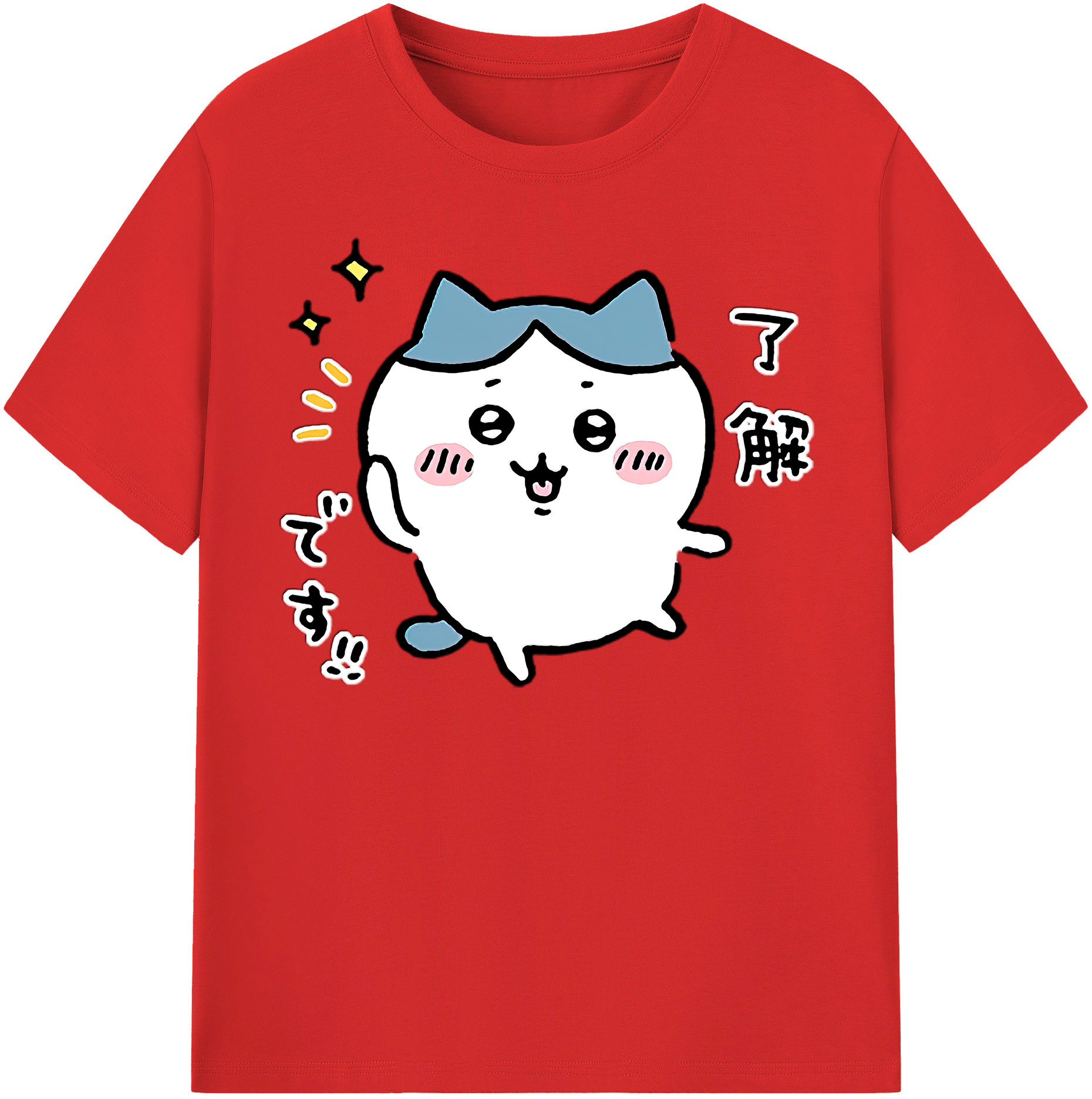 （画像用） ちいかわ ハチワレ Chii-kawa hachiware レディースカジュアルプリントTシャツ（綿100％）