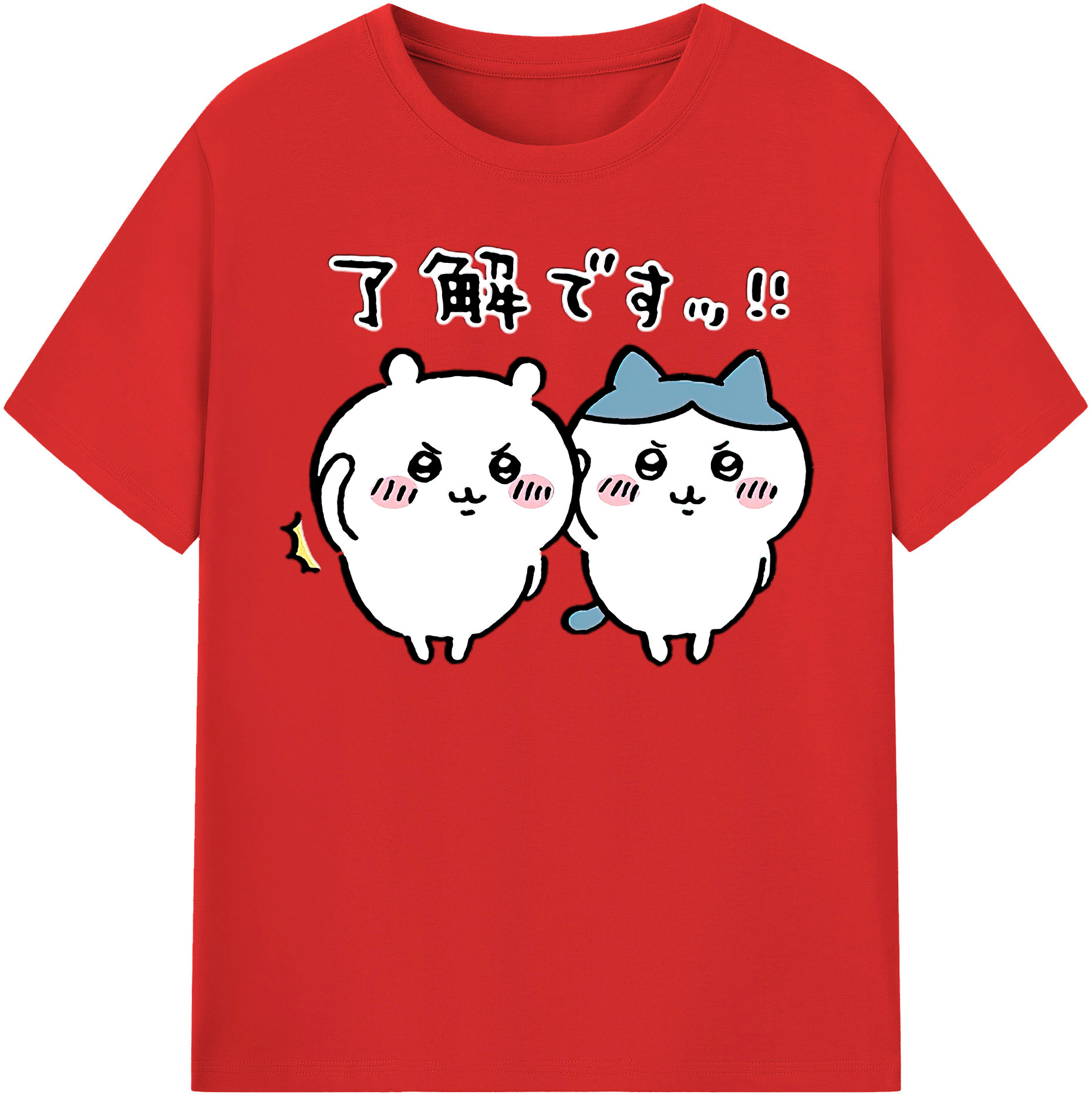 （画像用） ちいかわ ハチワレ Chii-kawa hachiware レディースカジュアルプリントTシャツ（綿100％）