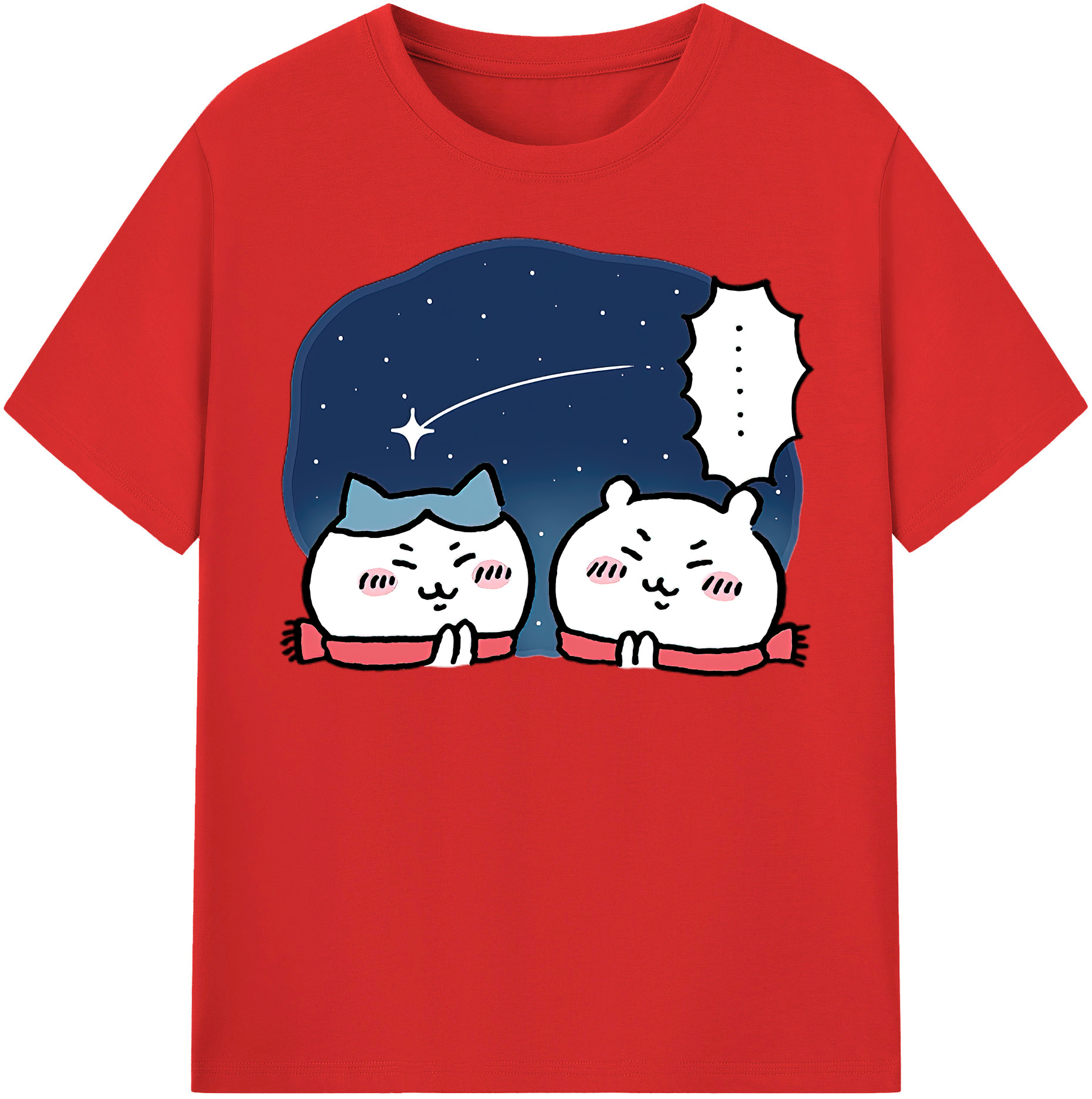（画像用） ちいかわ ハチワレ Chii-kawa hachiware レディースカジュアルプリントTシャツ（綿100％）