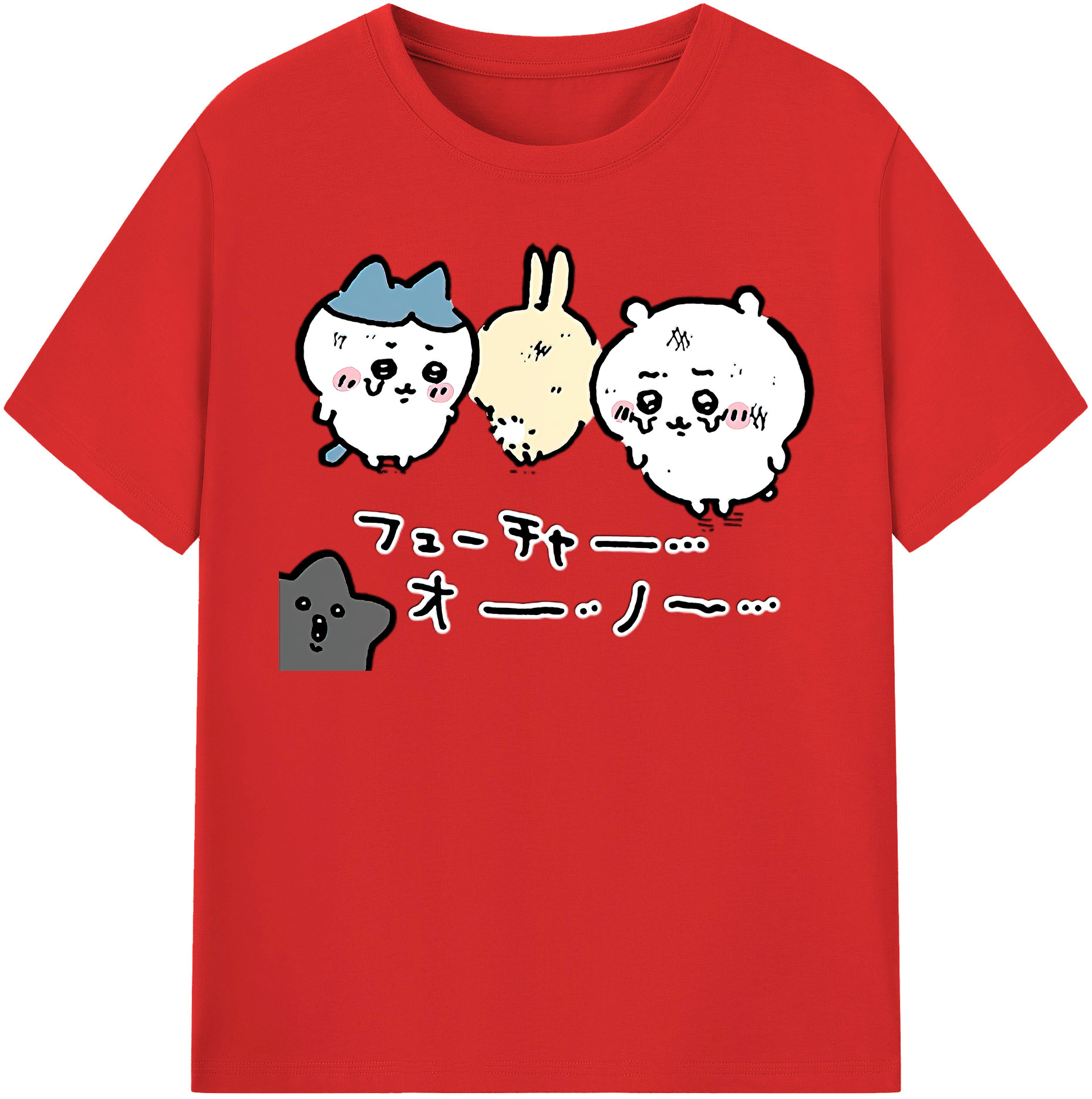 （画像用） ちいかわ ハチワレ Chii-kawa hachiware レディースカジュアルプリントTシャツ（綿100％）