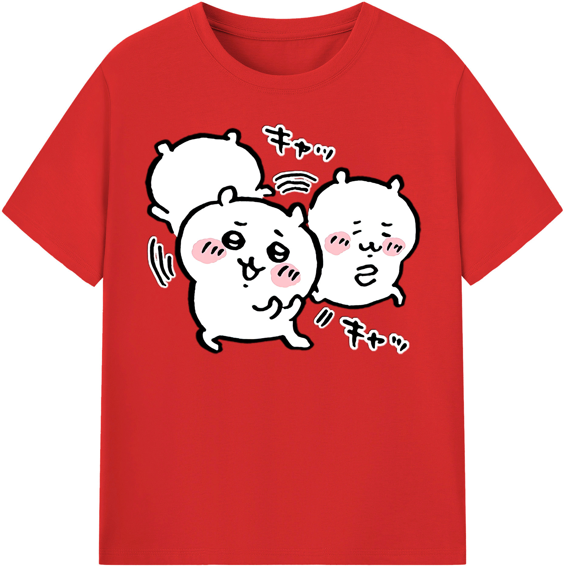 （画像用） ちいかわ ちいかわ Chii-kawa chiikawa レディースカジュアルプリントTシャツ（綿100％）