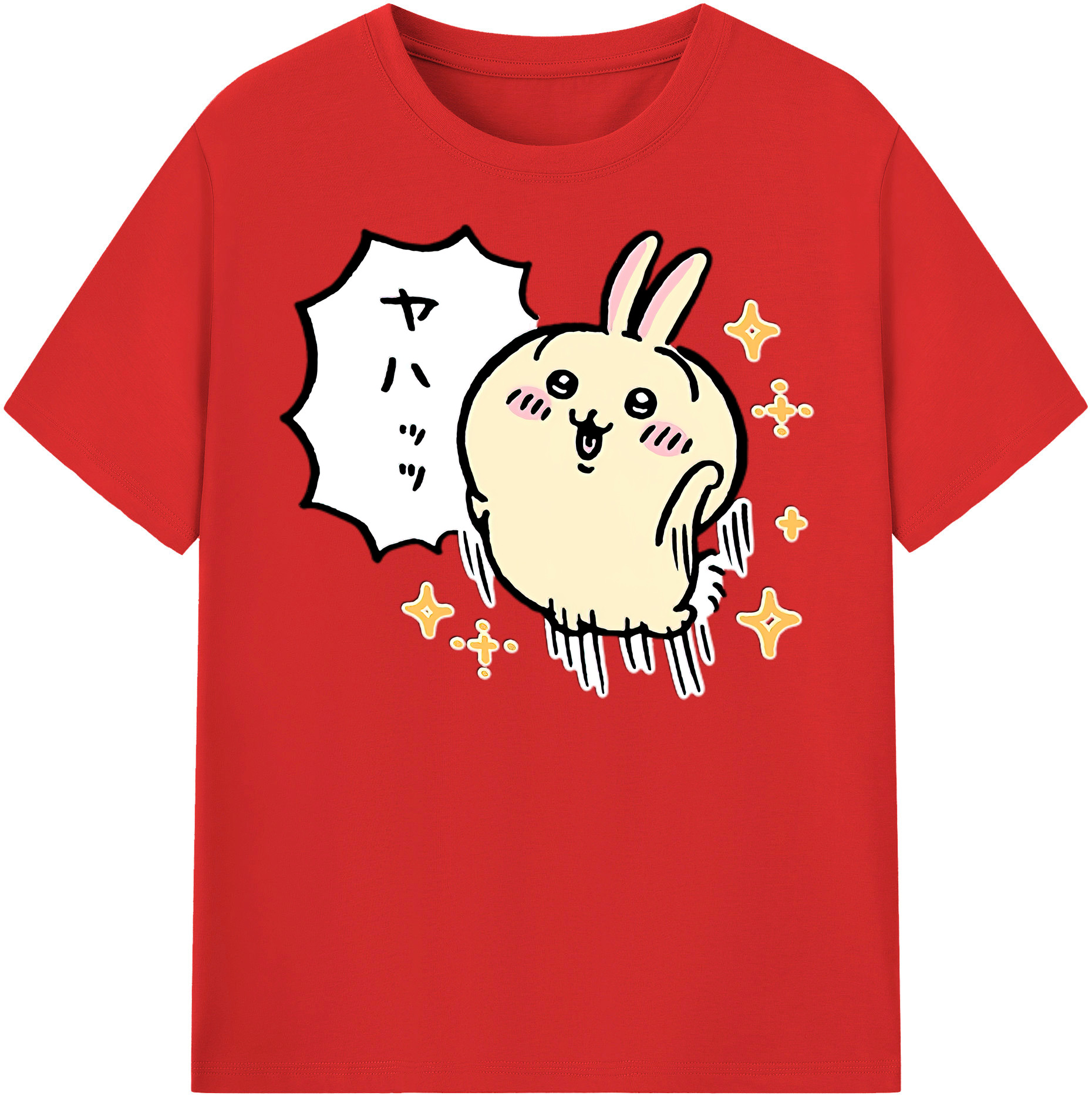 （画像用） ちいかわ うさぎ Chii-kawa usagi レディースカジュアルプリントTシャツ（綿100％）