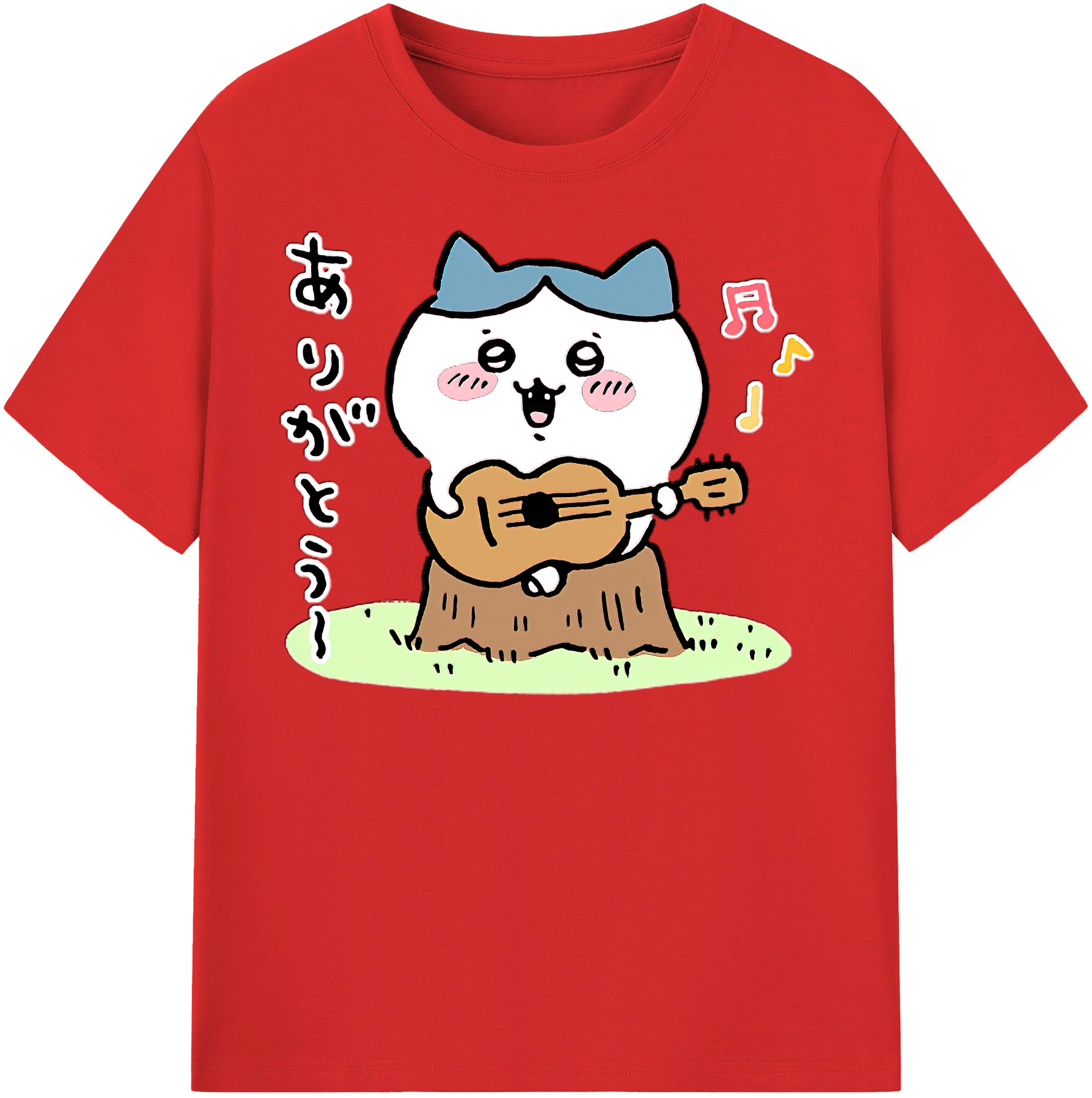 （画像用） ちいかわ ハチワレ Chii-kawa hachiware レディースカジュアルプリントTシャツ（綿100％）