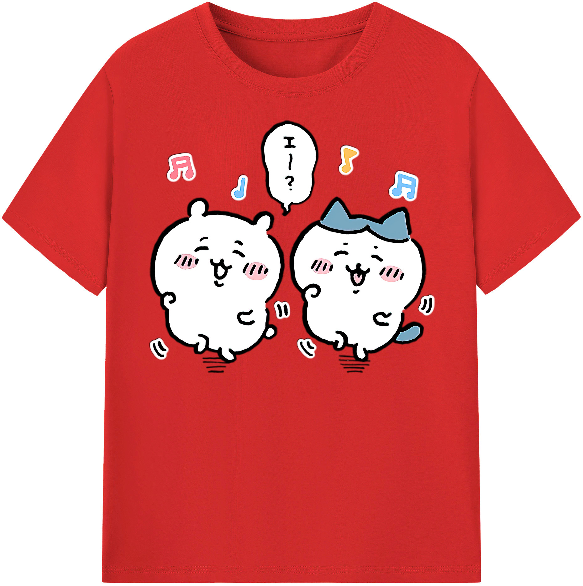 （画像用） ちいかわ ハチワレ Chii-kawa hachiware レディースカジュアルプリントTシャツ（綿100％）