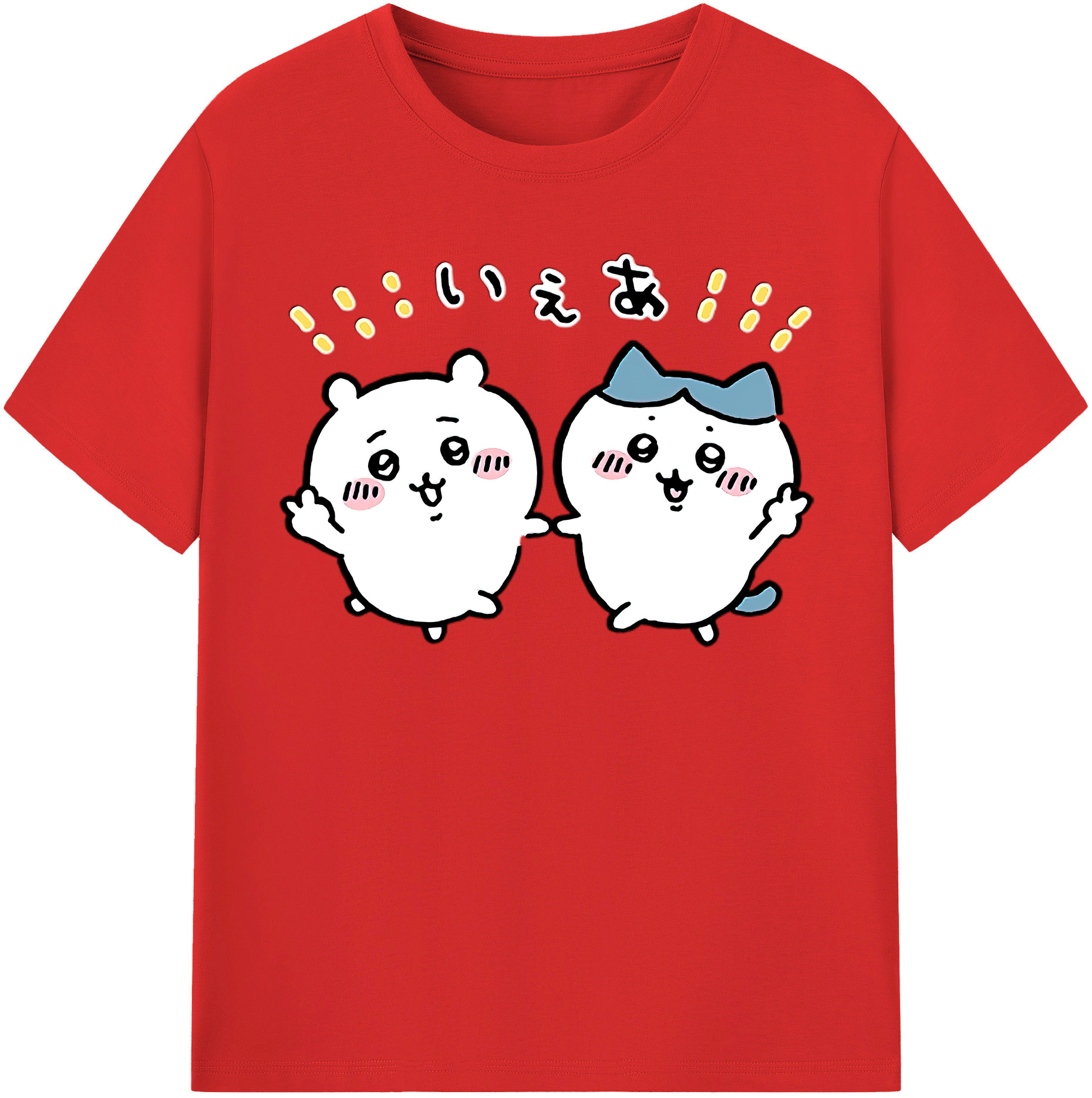 （画像用） ちいかわ ハチワレ Chii-kawa hachiware レディースカジュアルプリントTシャツ（綿100％）