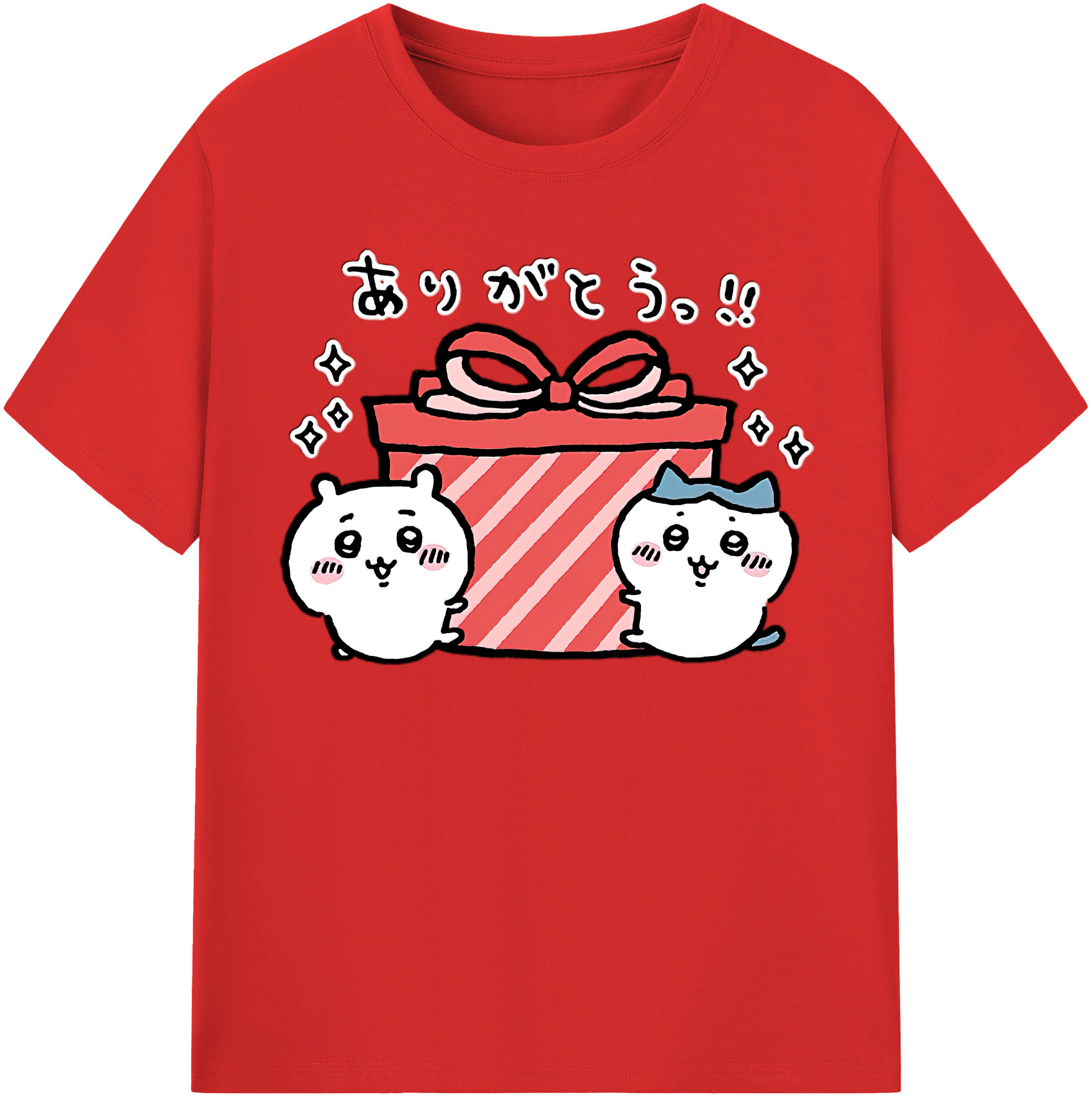 （画像用） ちいかわ ハチワレ Chii-kawa hachiware レディースカジュアルプリントTシャツ（綿100％）