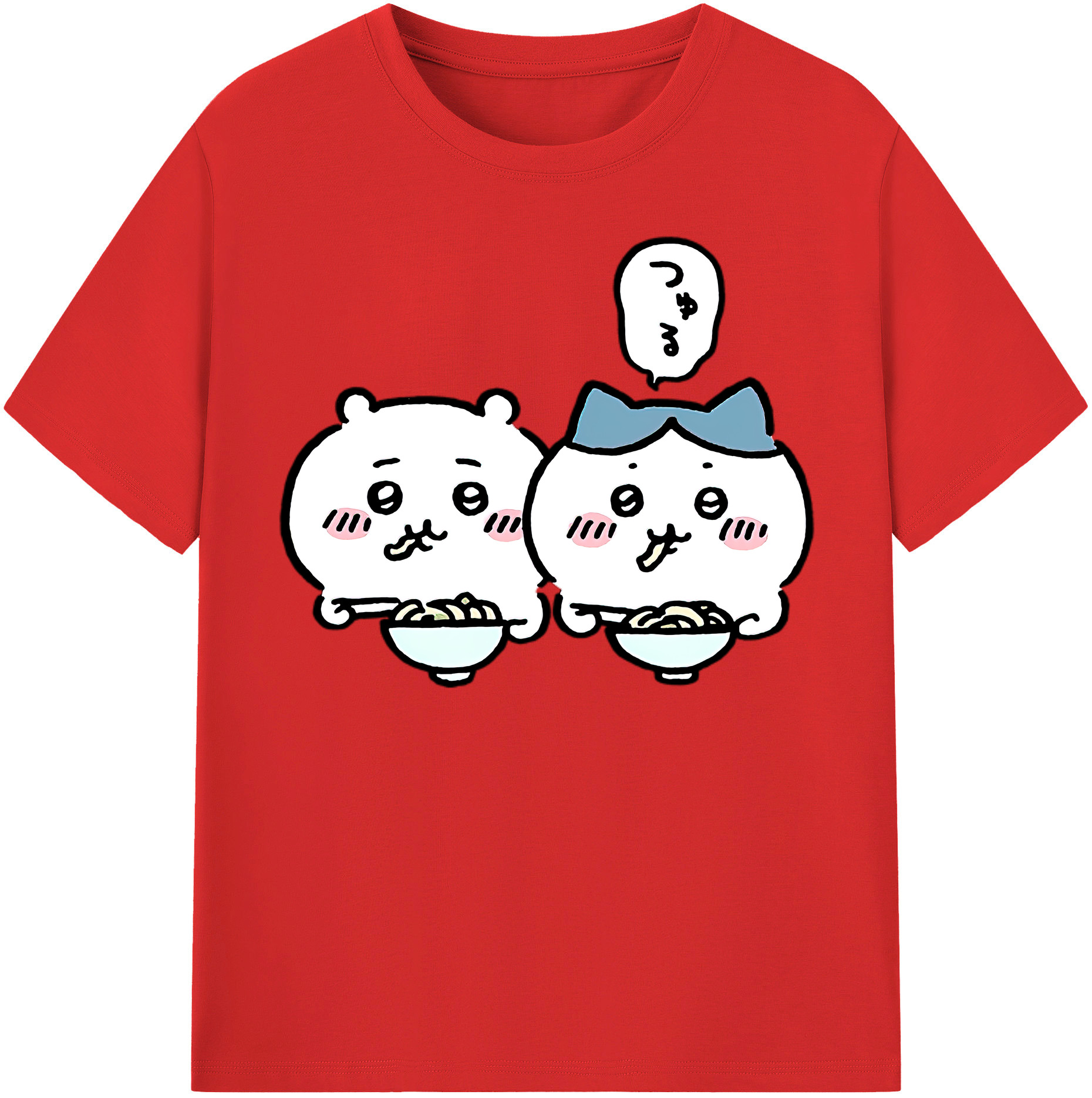 （画像用） ちいかわ ハチワレ Chii-kawa hachiware レディースカジュアルプリントTシャツ（綿100％）