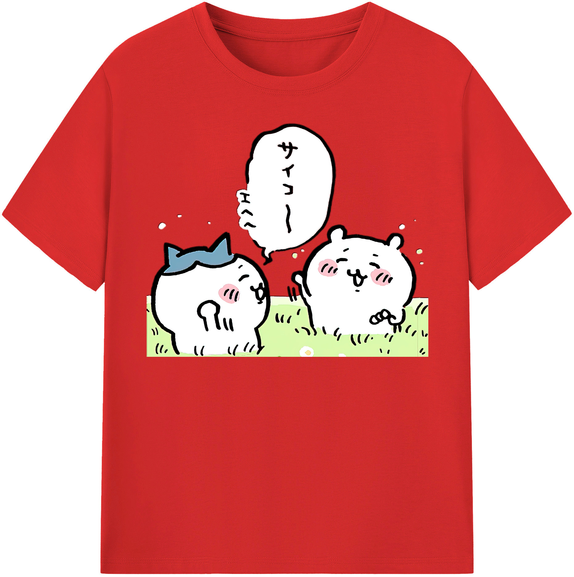 （画像用） ちいかわ ちいかわ Chii-kawa chiikawa レディースカジュアルプリントTシャツ（綿100％）
