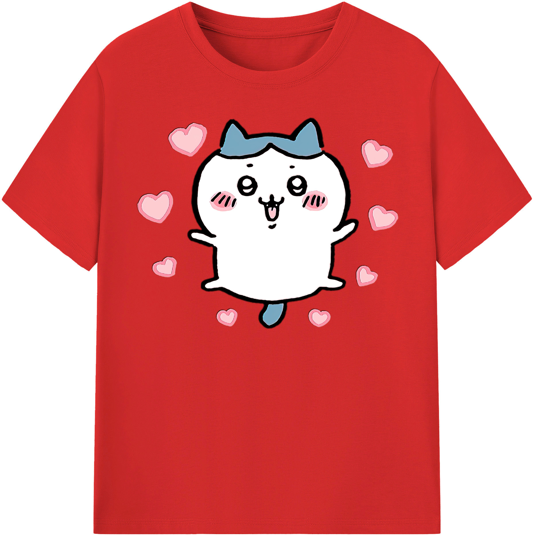 （画像用） ちいかわ ハチワレ Chii-kawa hachiware レディースカジュアルプリントTシャツ（綿100％）