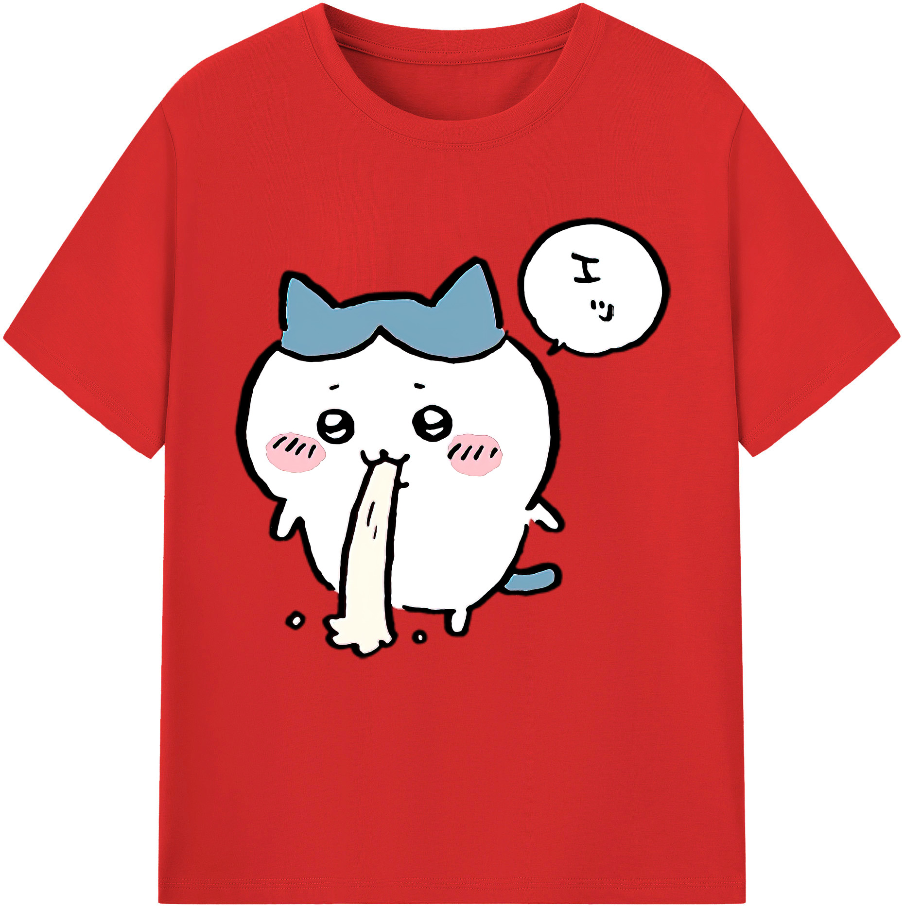 （画像用） ちいかわ ハチワレ Chii-kawa hachiware レディースカジュアルプリントTシャツ（綿100％）
