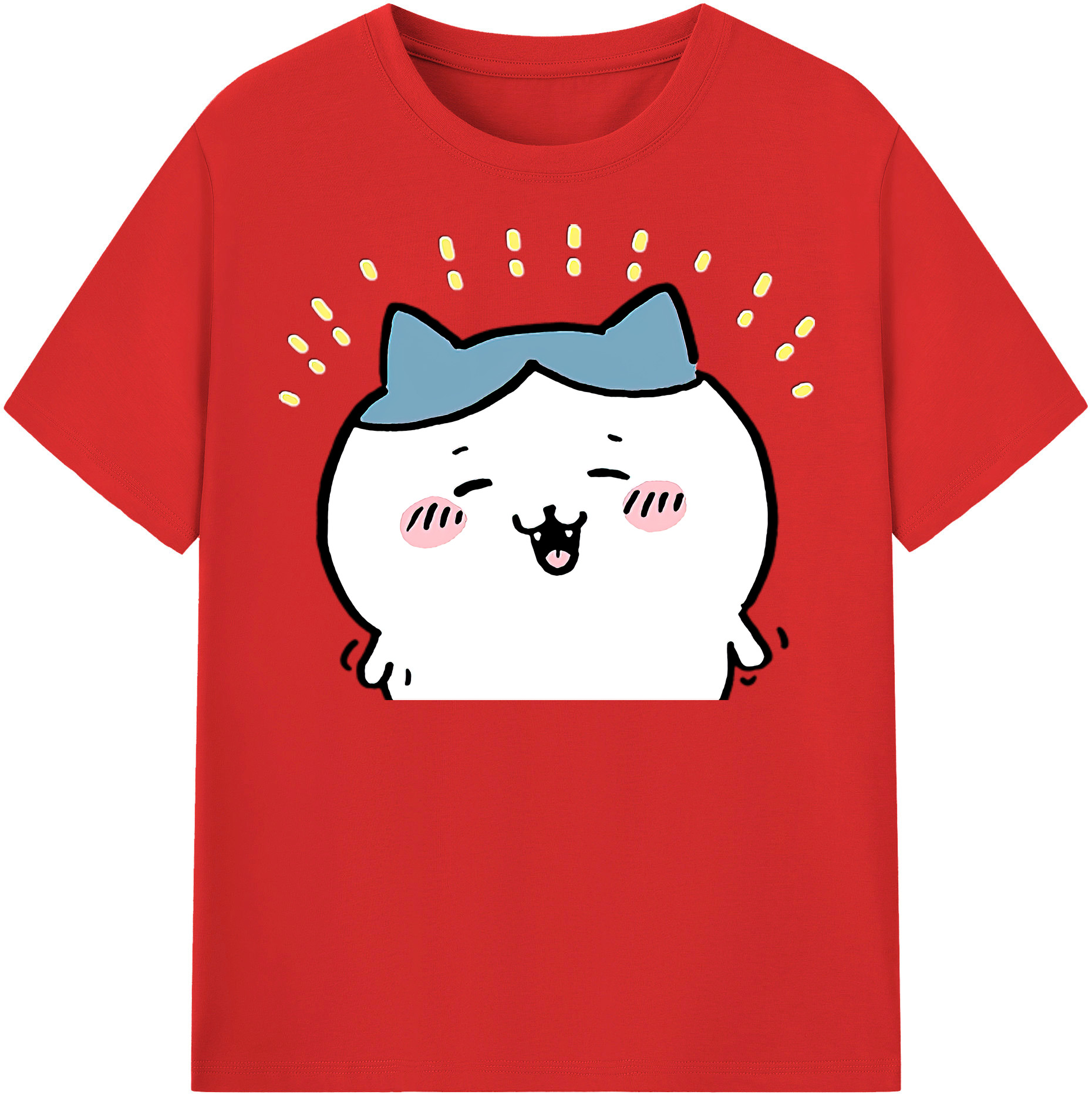 （画像用） ちいかわ ハチワレ Chii-kawa hachiware レディースカジュアルプリントTシャツ（綿100％）