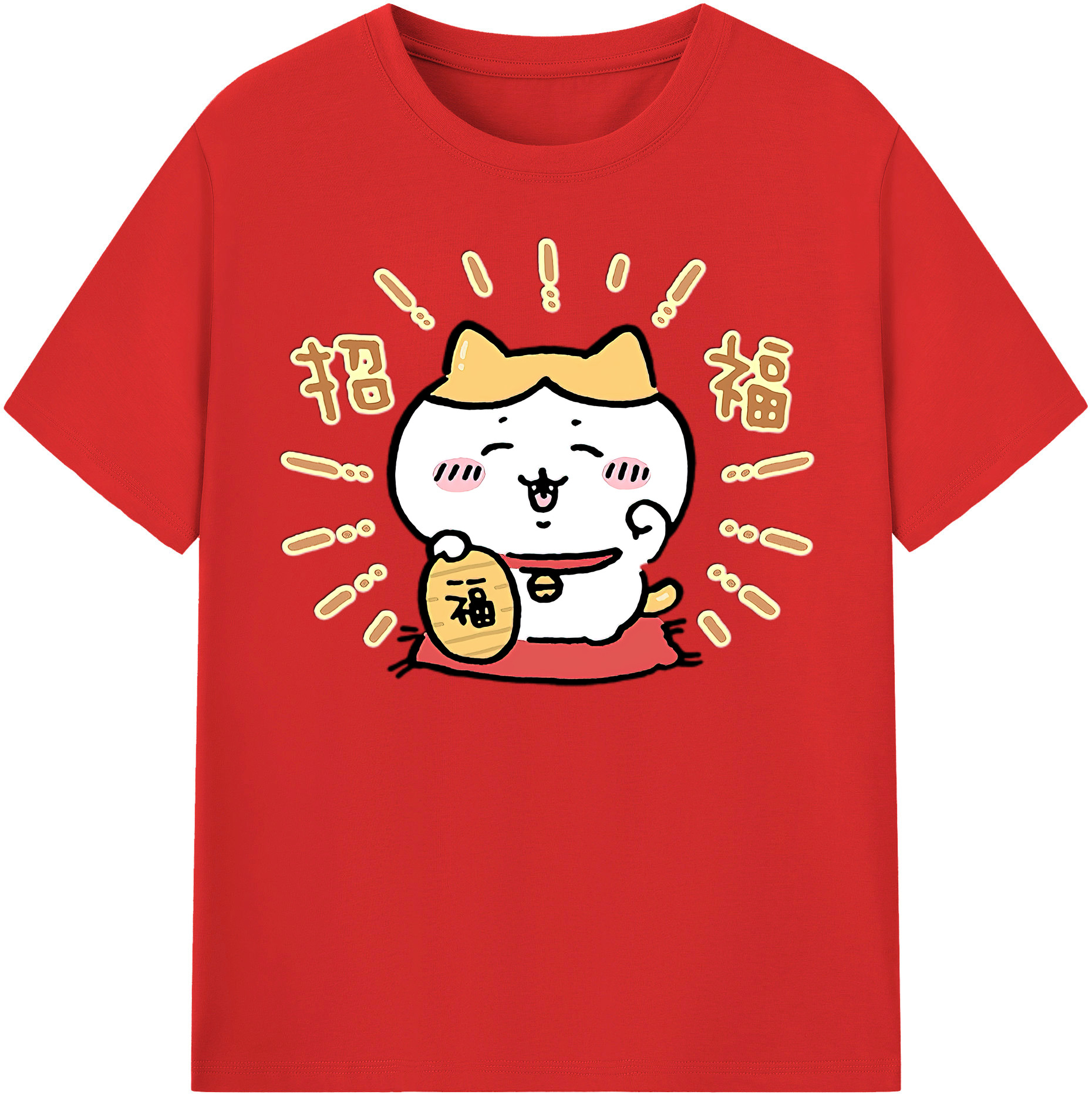 （画像用） ちいかわ ハチワレ Chii-kawa hachiware レディースカジュアルプリントTシャツ（綿100％）
