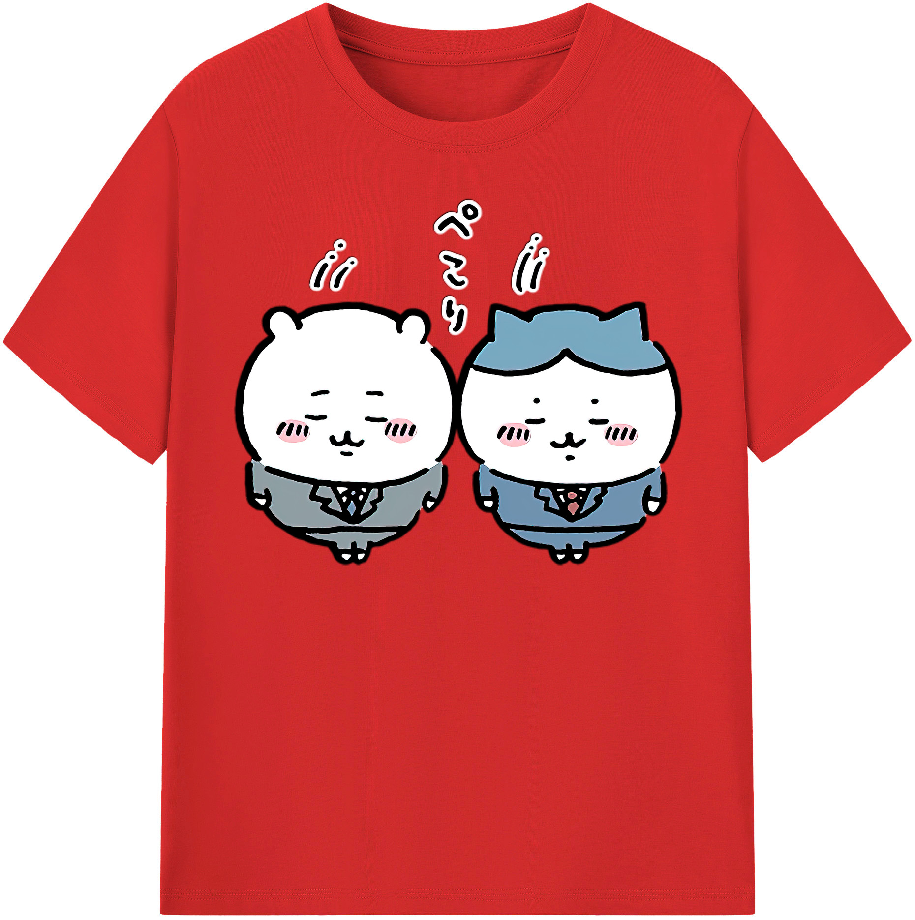 （画像用） ちいかわ ハチワレ Chii-kawa hachiware レディースカジュアルプリントTシャツ（綿100％）