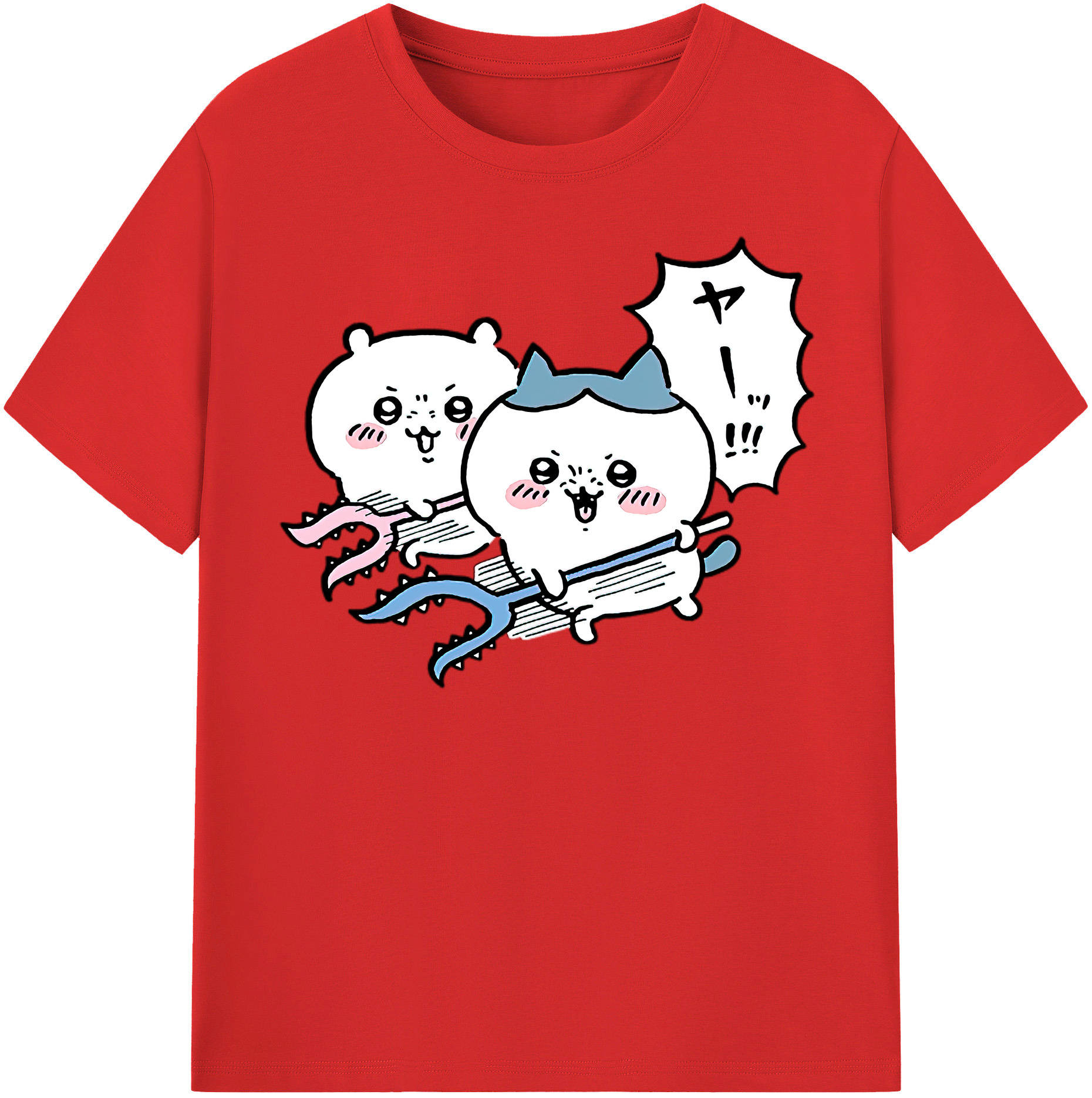 （画像用） ちいかわ ハチワレ Chii-kawa hachiware レディースカジュアルプリントTシャツ（綿100％）