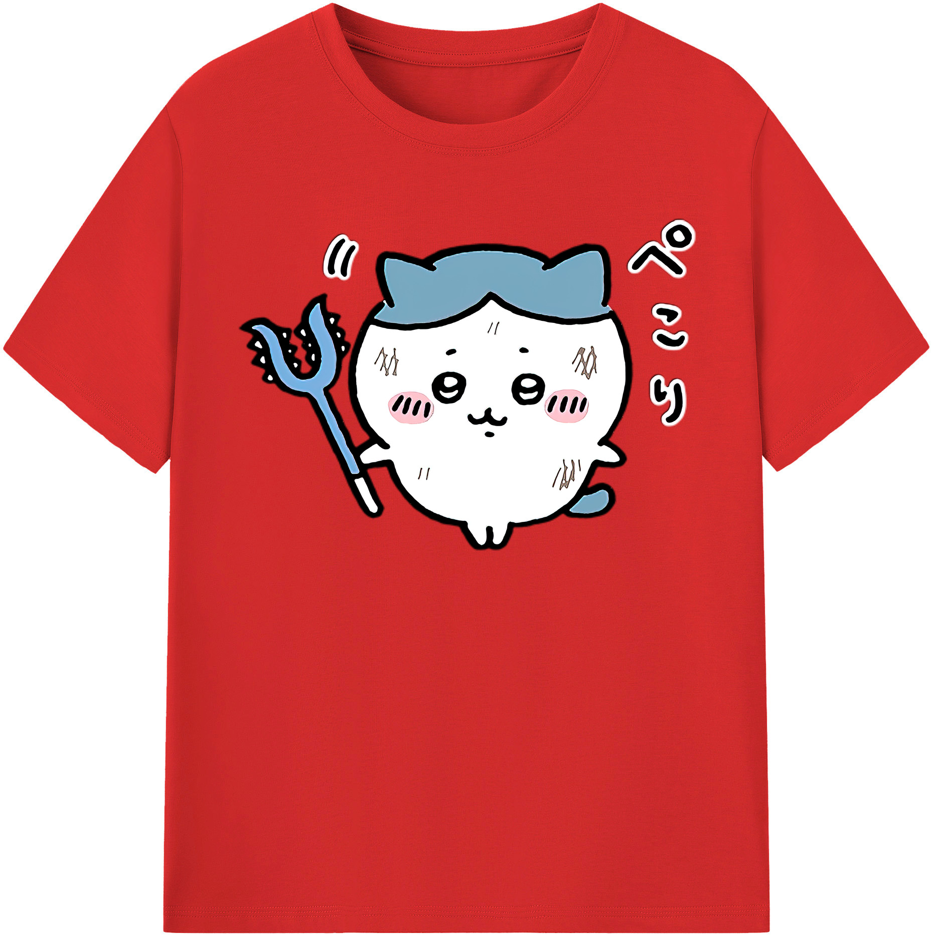 （画像用） ちいかわ ハチワレ Chii-kawa hachiware レディースカジュアルプリントTシャツ（綿100％）