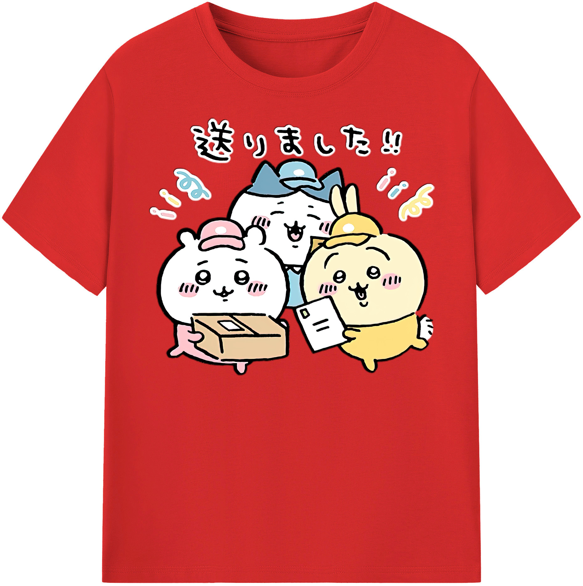 （画像用） ちいかわ ハチワレ Chii-kawa hachiware レディースカジュアルプリントTシャツ（綿100％）