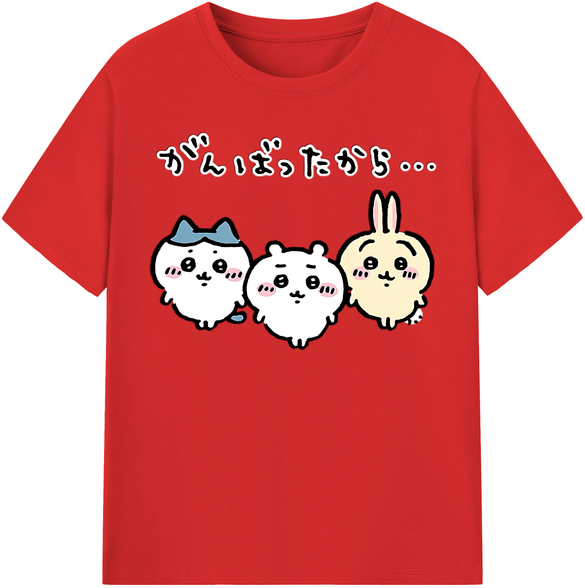 （画像用） ちいかわ ハチワレ Chii-kawa hachiware レディースカジュアルプリントTシャツ（綿100％）
