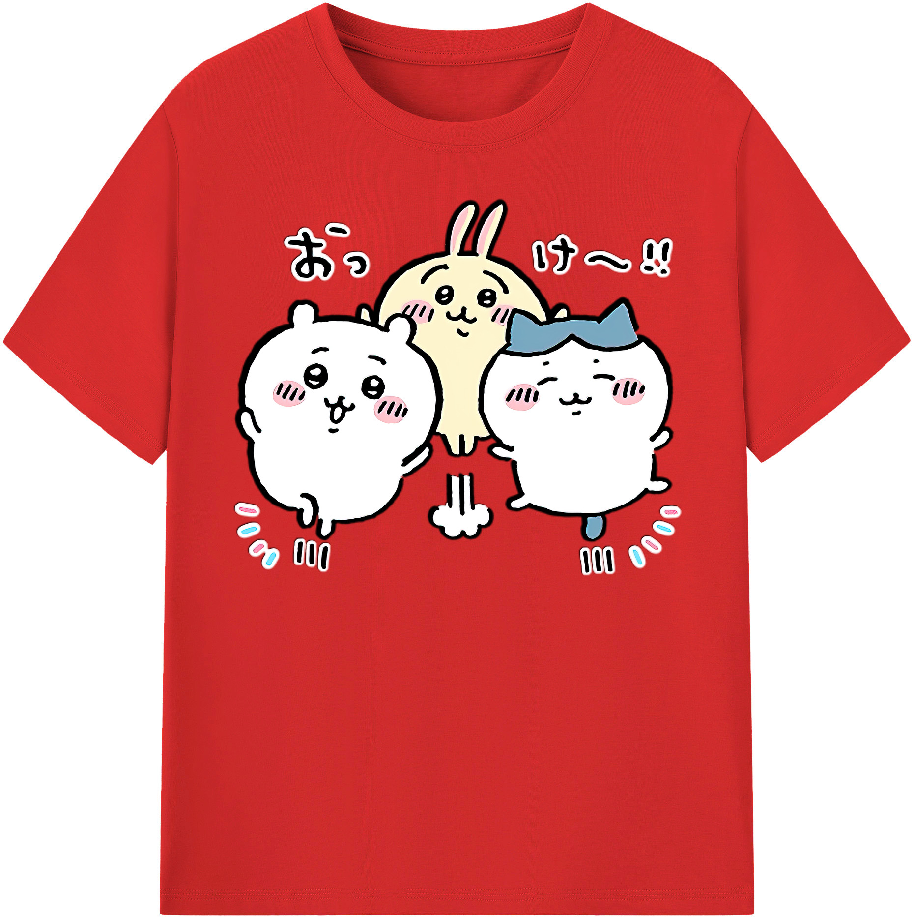 （画像用） ちいかわ ちいかわ Chii-kawa chiikawa レディースカジュアルプリントTシャツ（綿100％）