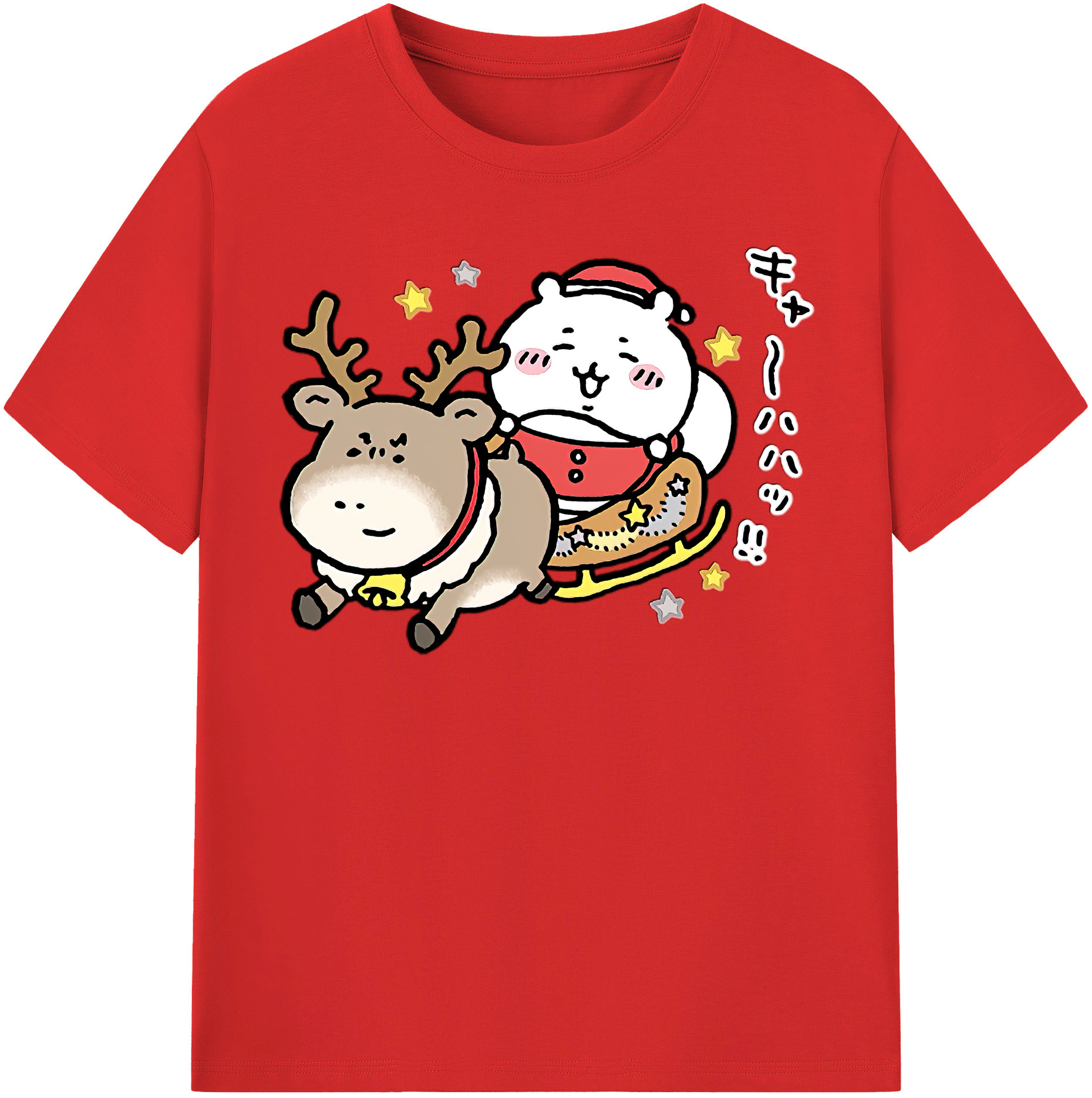 （画像用） ちいかわ ちいかわ Chii-kawa chiikawa レディースカジュアルプリントTシャツ（綿100％）