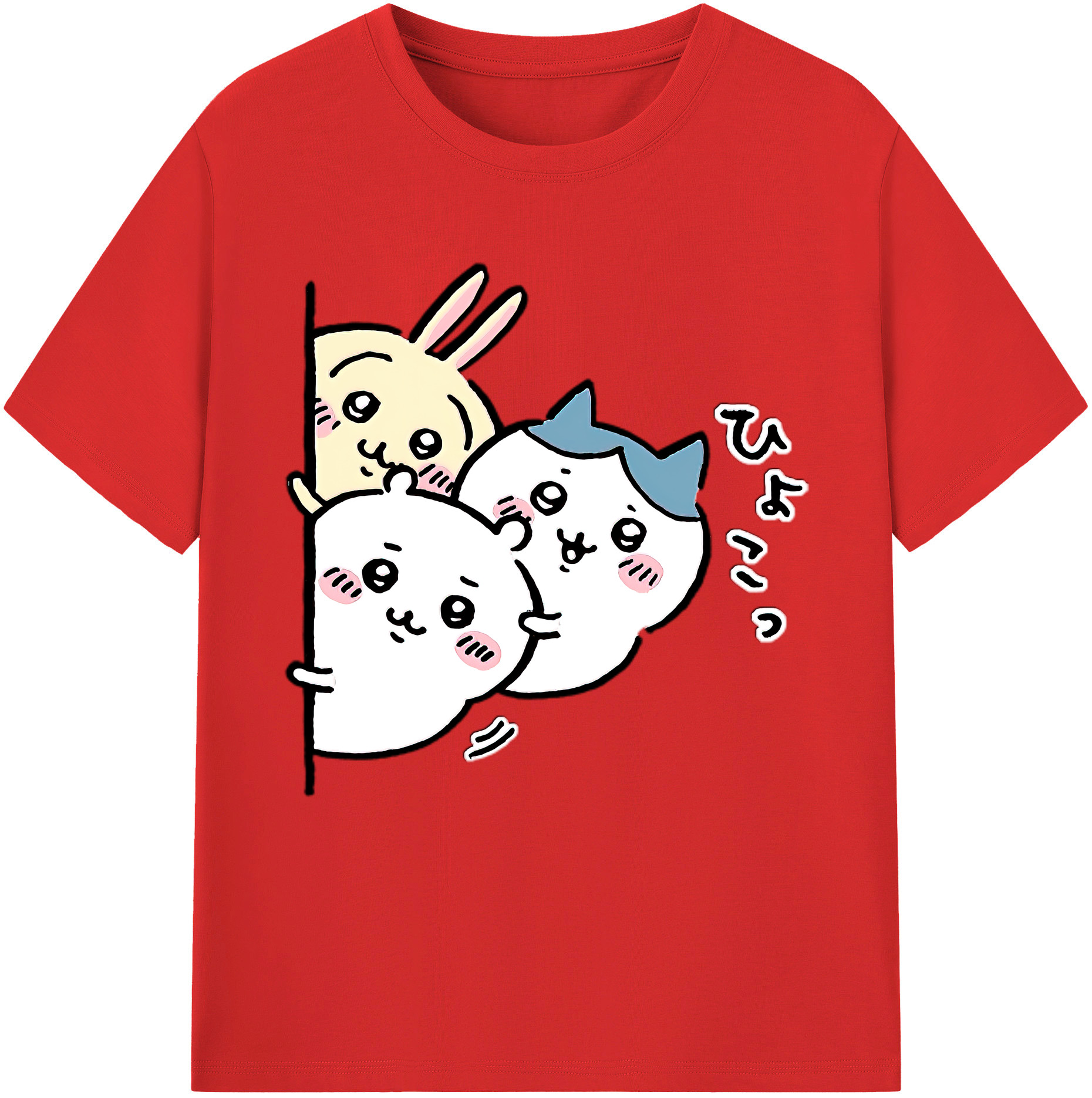 （画像用） ちいかわ うさぎ Chii-kawa usagi レディースカジュアルプリントTシャツ（綿100％）