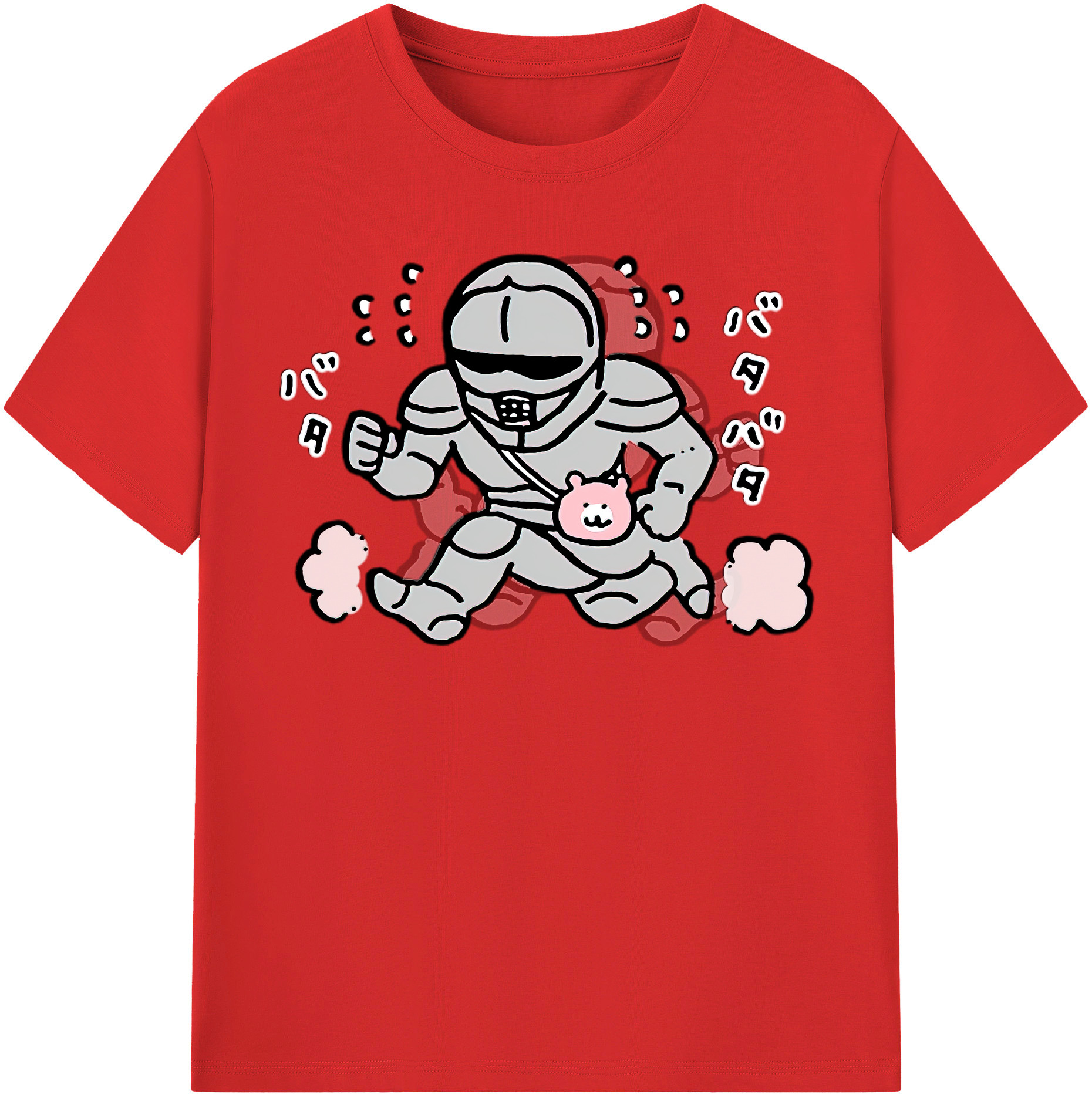 （画像用） ちいかわ 労働の鎧さん Chii-kawa Mr. Armor of Labor レディースカジュアルプリントTシャツ（綿100％）