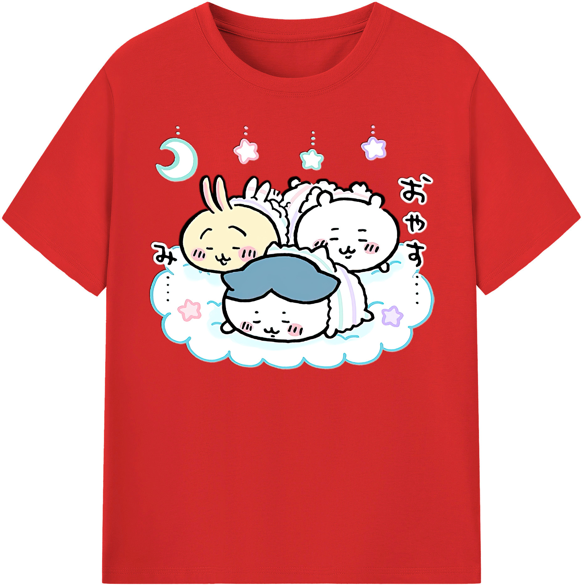 （画像用） ちいかわ ハチワレ Chii-kawa hachiware レディースカジュアルプリントTシャツ（綿100％）