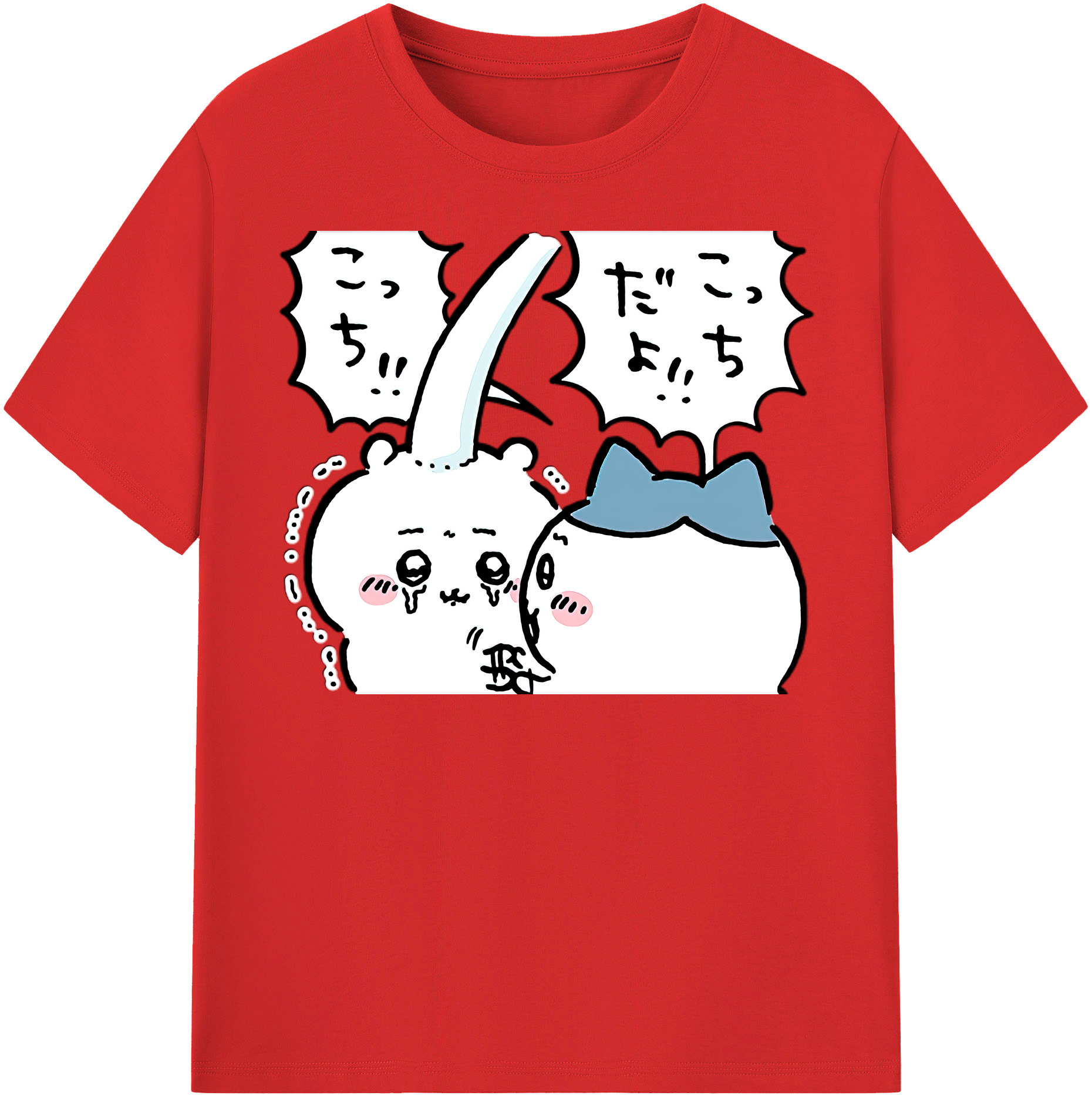 （画像用） ちいかわ ハチワレ Chii-kawa hachiware レディースカジュアルプリントTシャツ（綿100％）